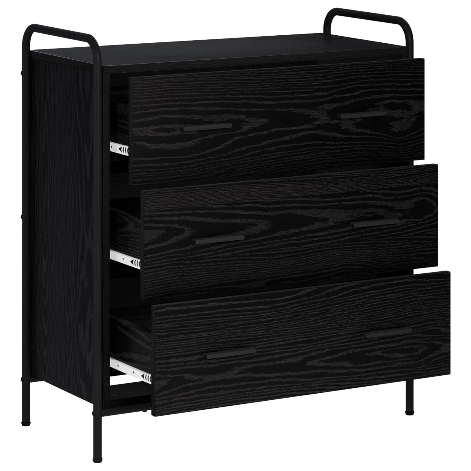 vidaXL - Dressoir - Zwart - eiken - 97 - x - 33 - x - 81 - cm - Bewerkt - hout