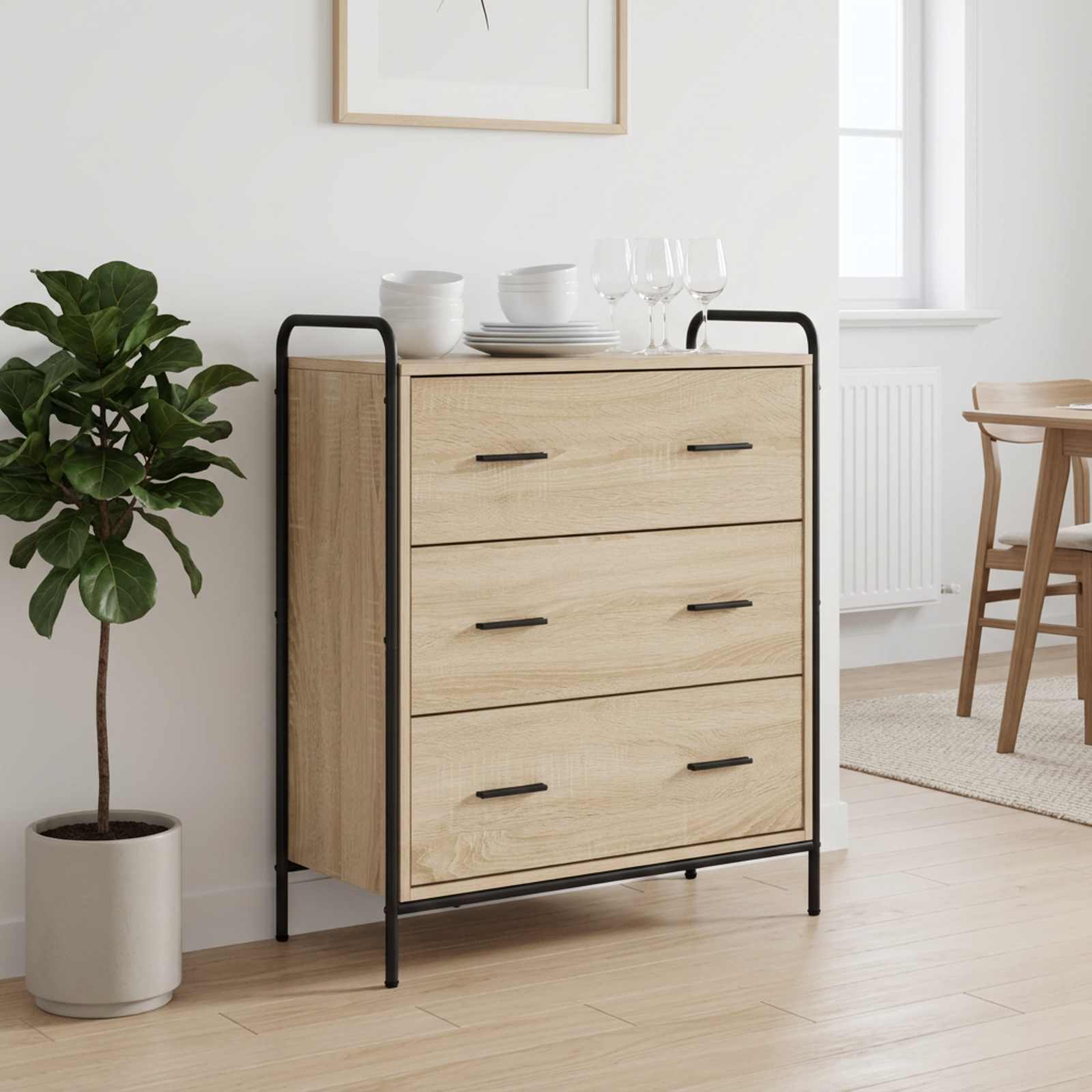 vidaXL Sivupöytä Sonoma-tammi 97 x 33 x 81 cm Tekninen puu