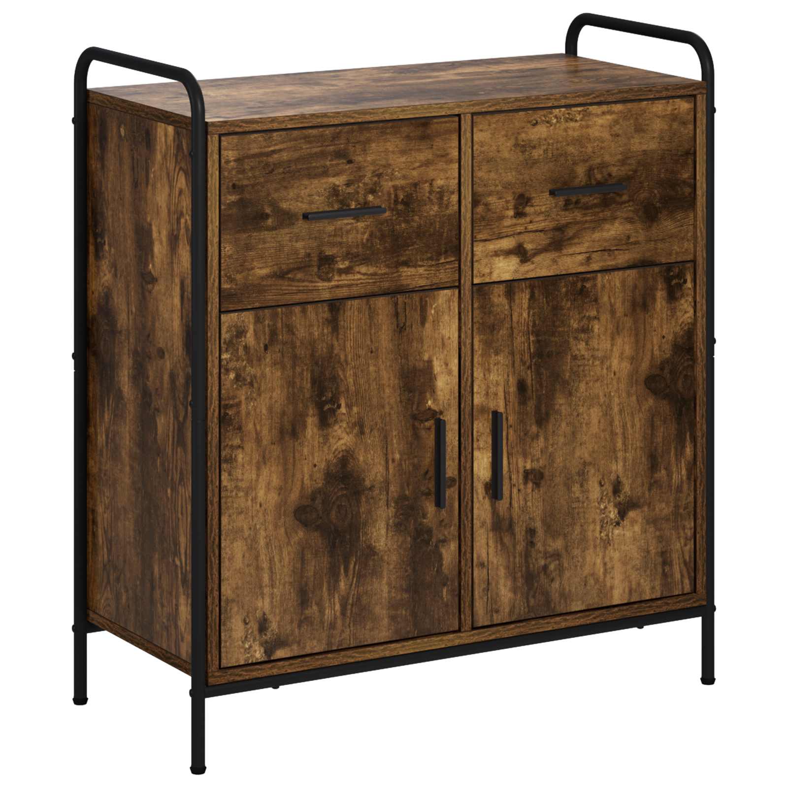 vidaXL Dressoir Gerookt eiken 97 x 33 x 81 cm Bewerkt hout, foto 3