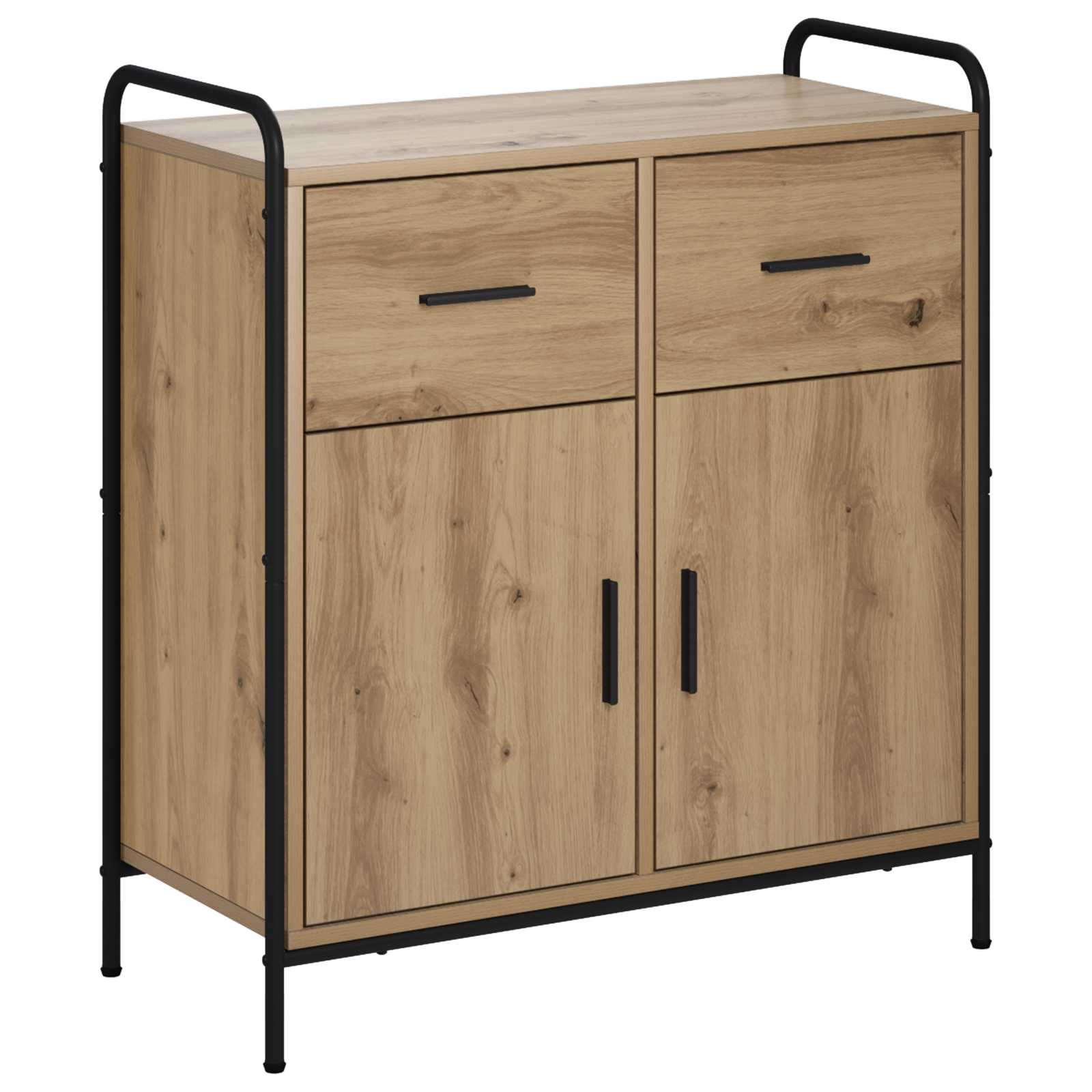 vidaXL Dressoir Artisanaal eiken 97 x 33 x 81 cm Bewerkt hout, foto 3