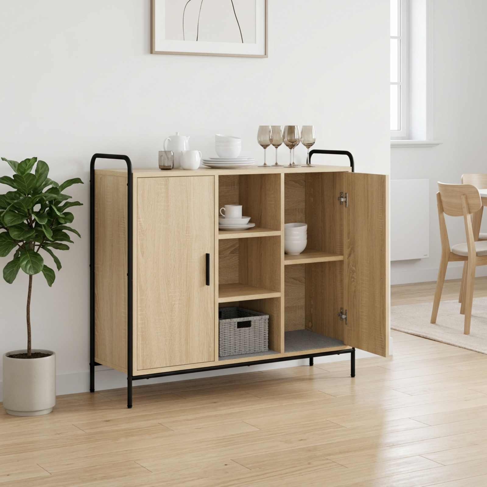 vidaXL Sivupöytä Sonoma-tammi 97 x 33 x 81 cm Tekninen puu