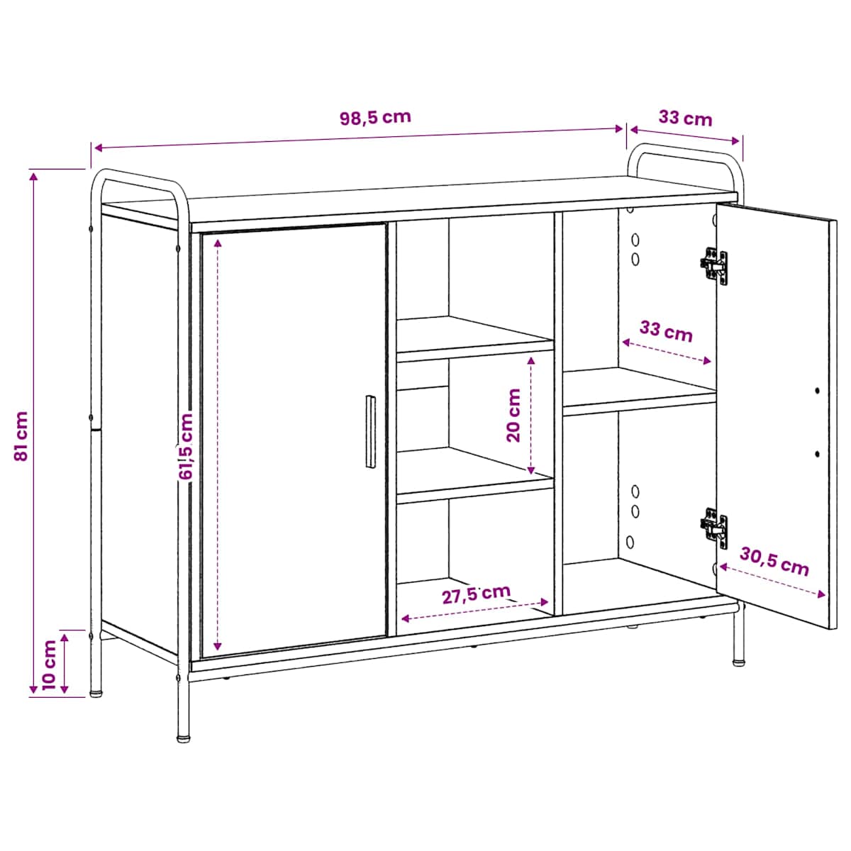 Sideboard 97 x 33 x 81 cm Konstrueret træ - Billede 10