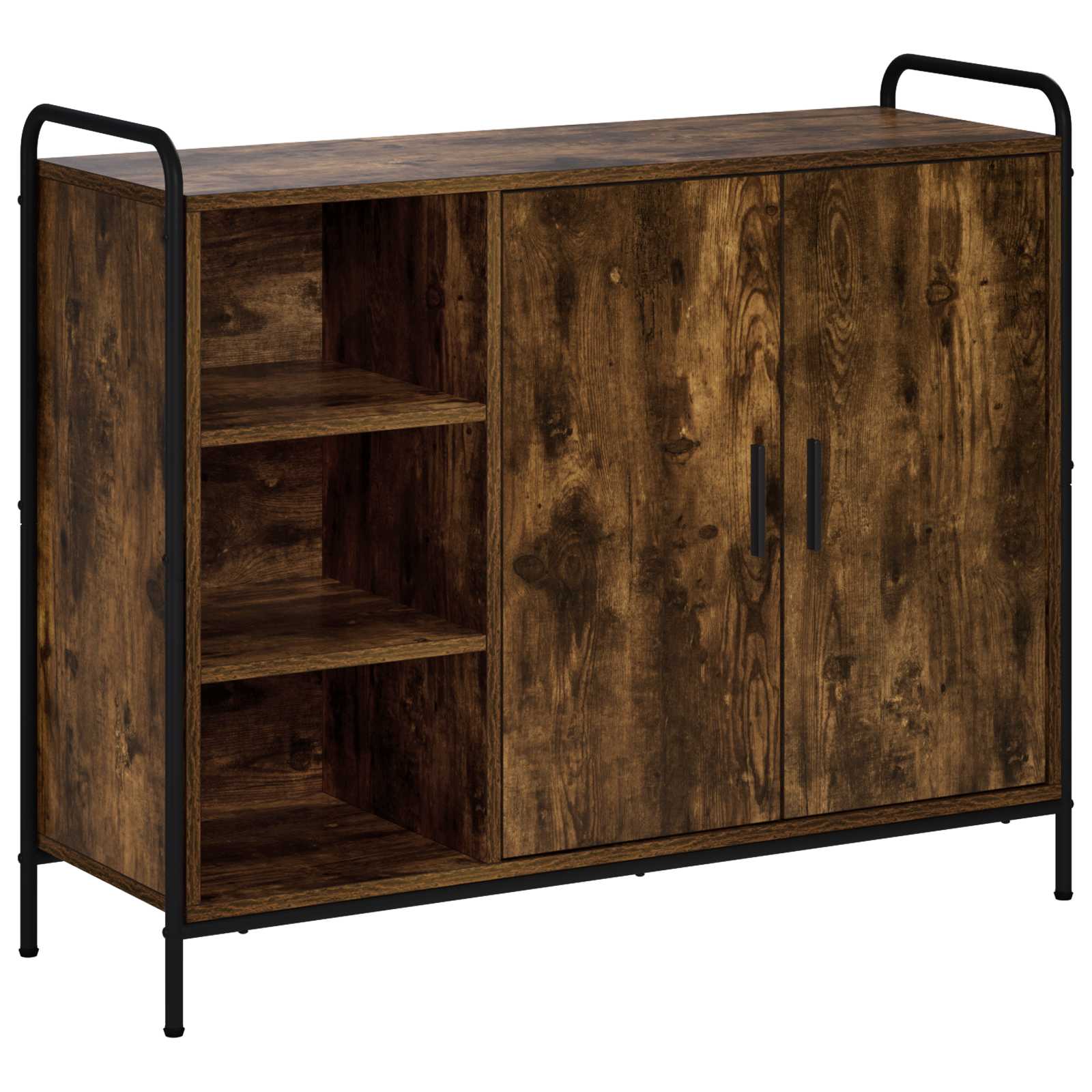 vidaXL Dressoir Gerookt eiken 97 x 33 x 81 cm Bewerkt hout, foto 3