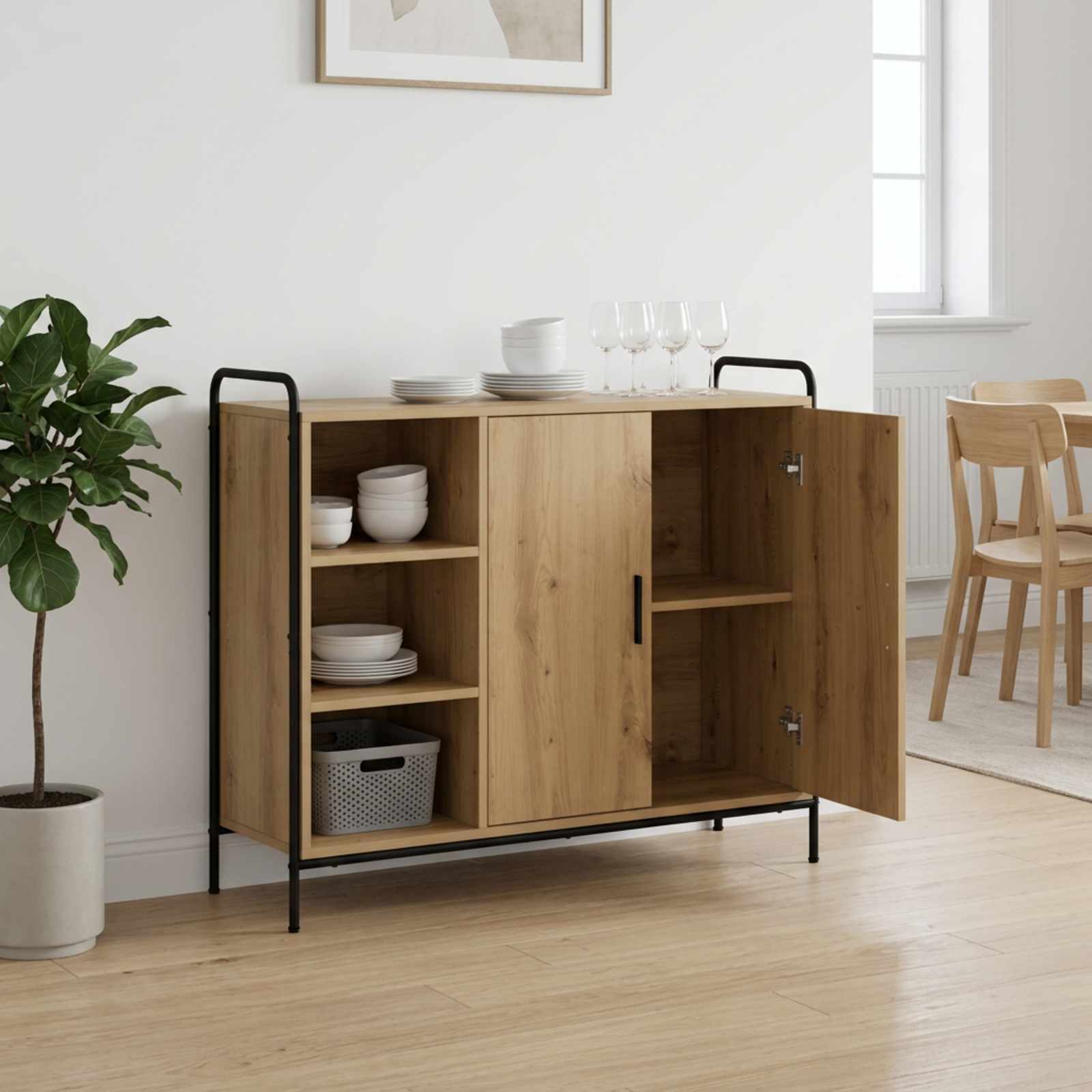 vidaXL Sideboard Artisan-eg 97 x 33 x 81 cm Konstrueret træ