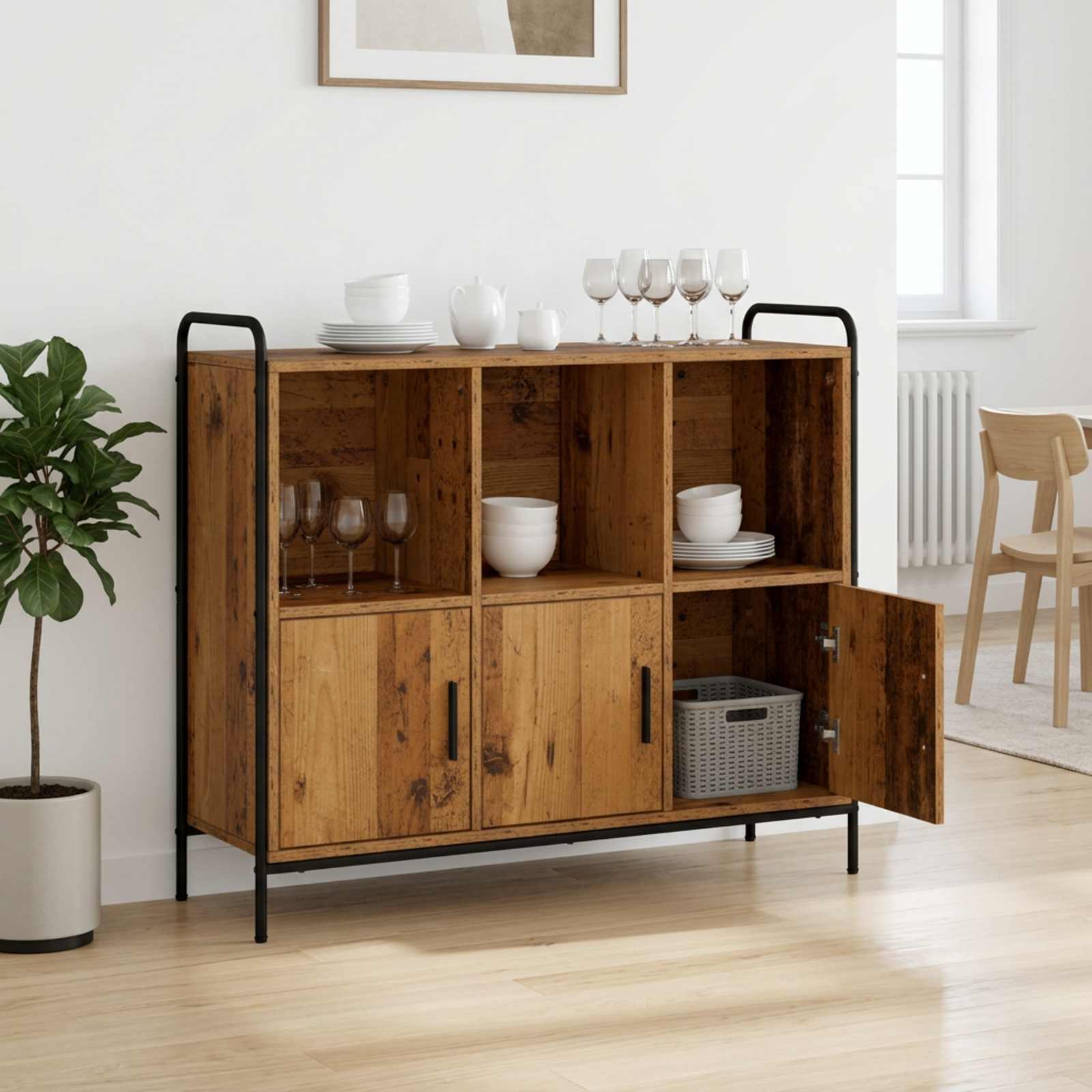 vidaXL Sideboard Gammelt træ 97 x 33 x 81 cm Konstrueret træ
