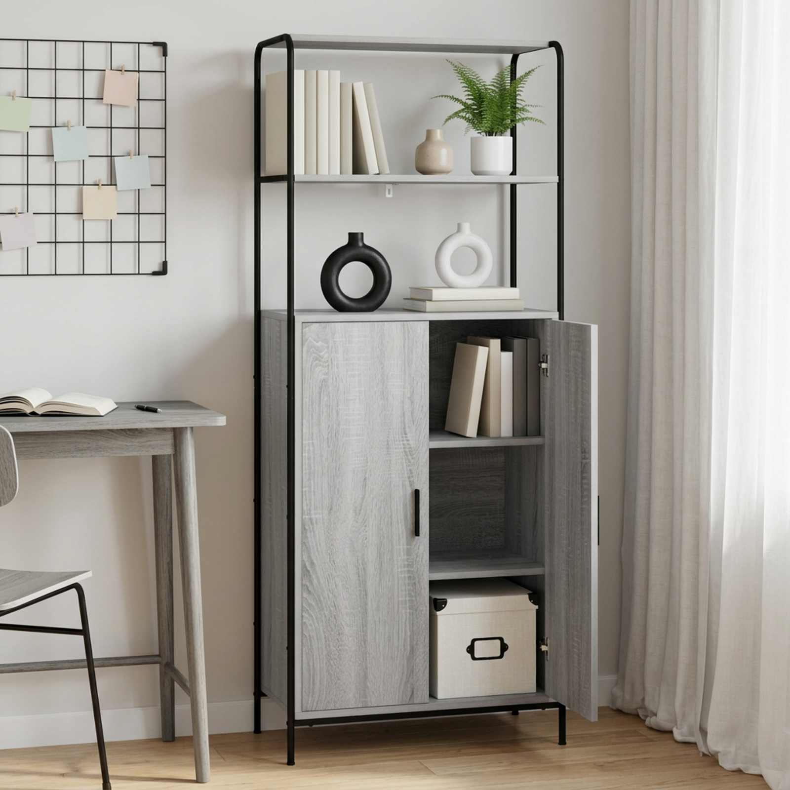 vidaXL Highboard Grå Sonoma 40 x 33 x 161 cm Konstrueret træ