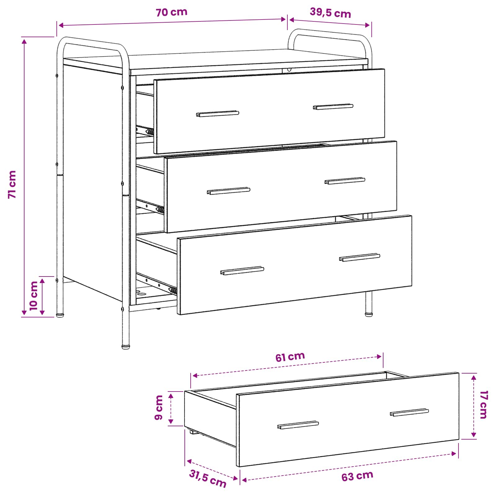Drawer Cabinet size guide