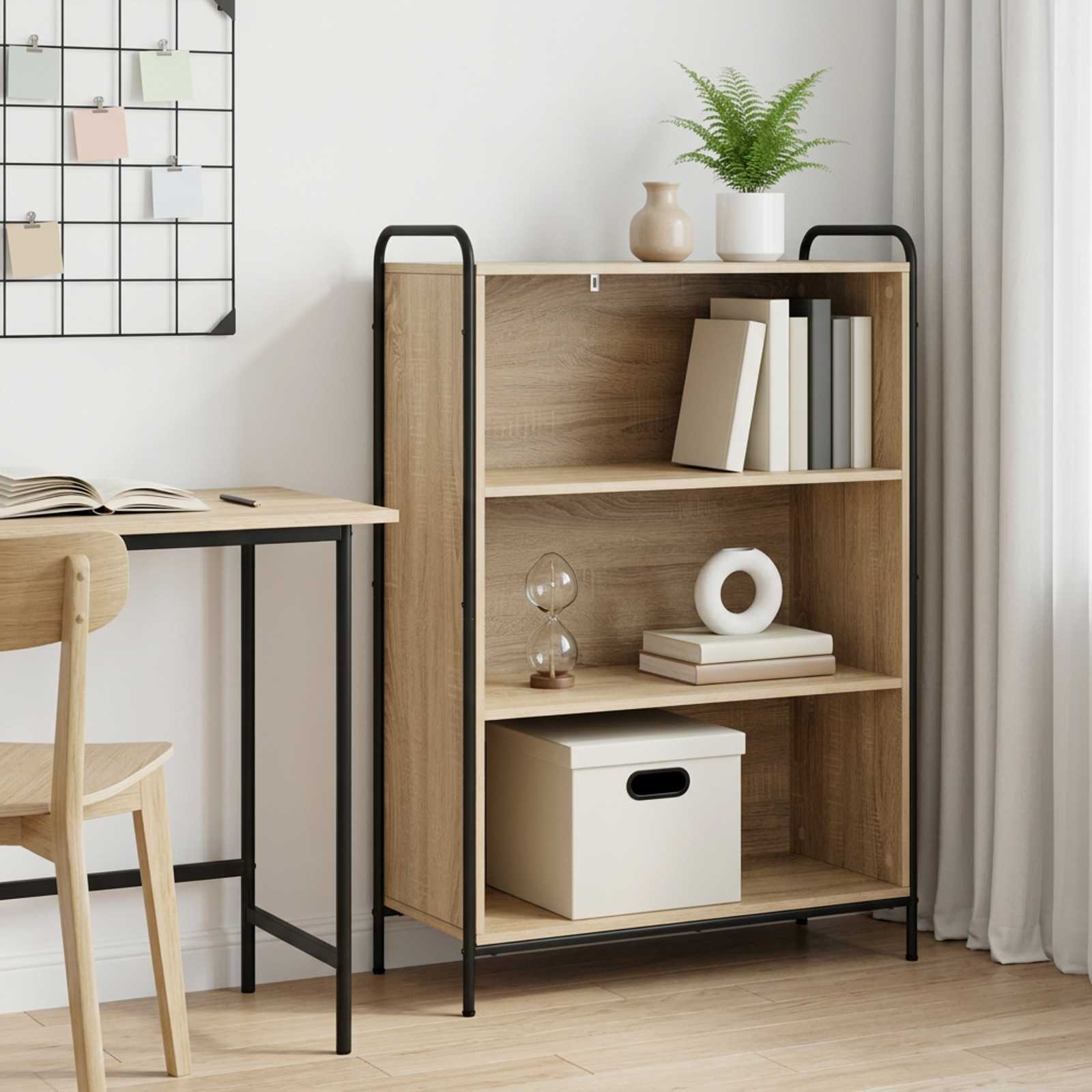 vidaXL Bogskab 55,5 x 33 x 174 cm Konstrueret træ Sonoma-eg