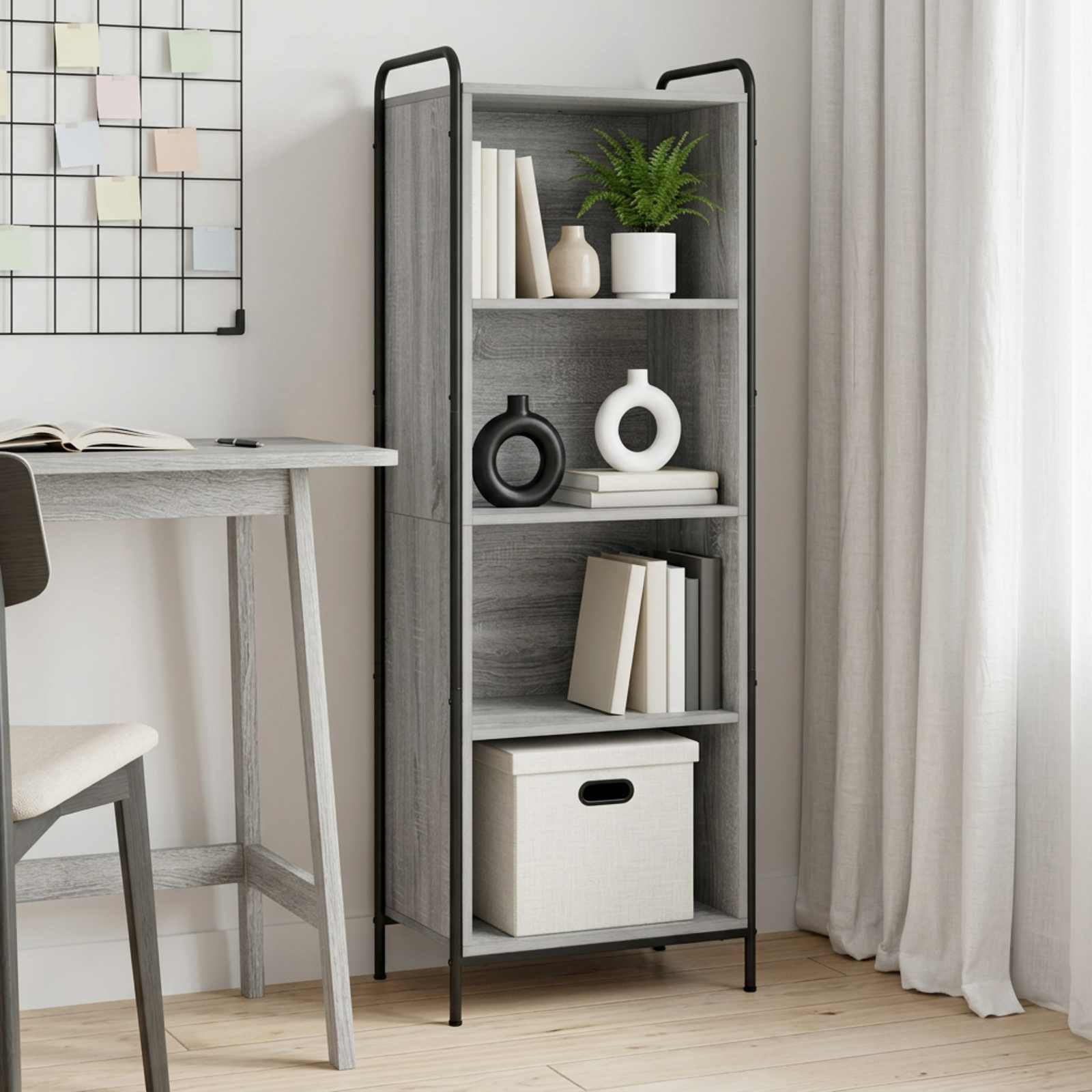 vidaXL Bogskab 55,5 x 33 x 174 cm Konstrueret træ Grå Sonoma