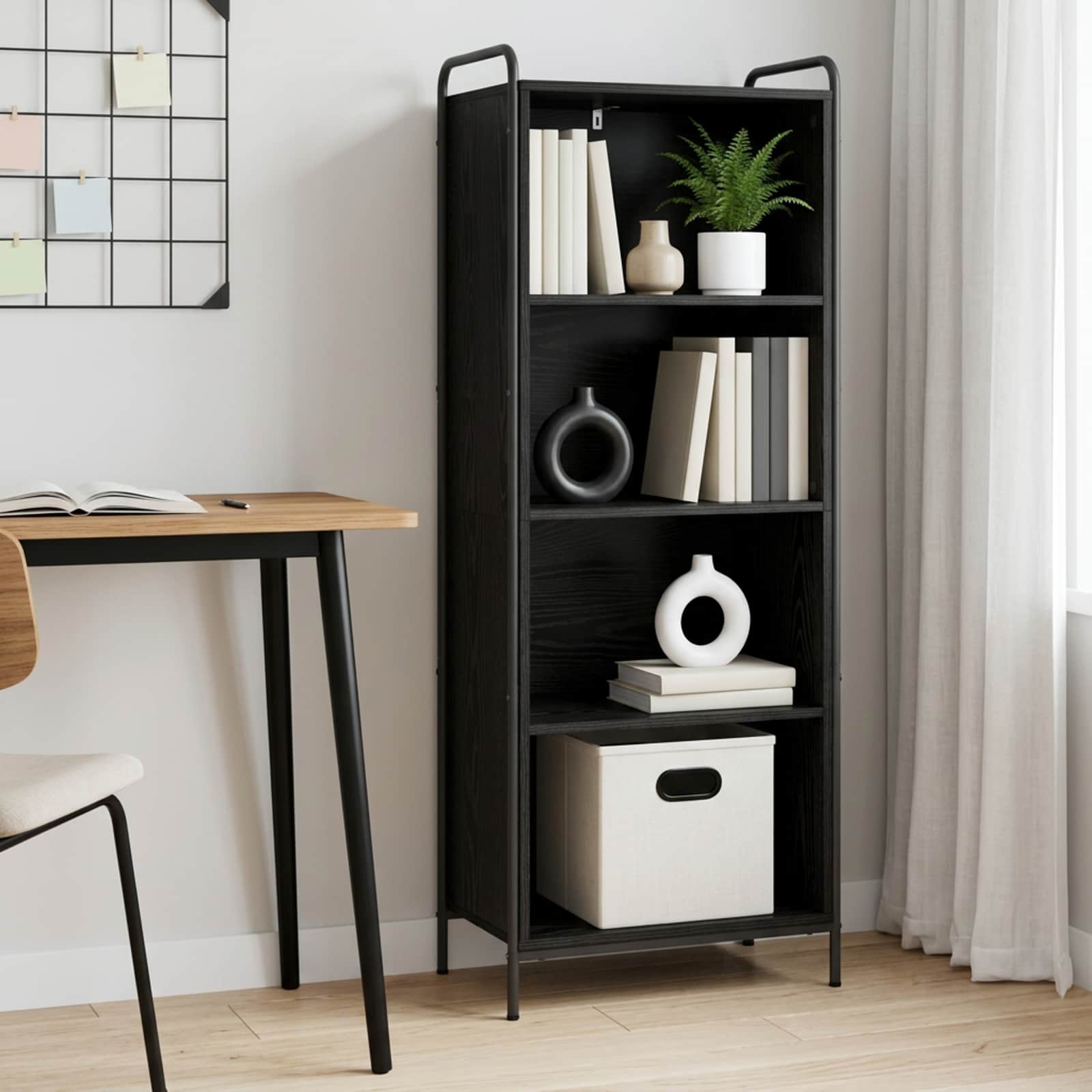 vidaXL Bogskab 55,5 x 33 x 174 cm Konstrueret træ Sort eg