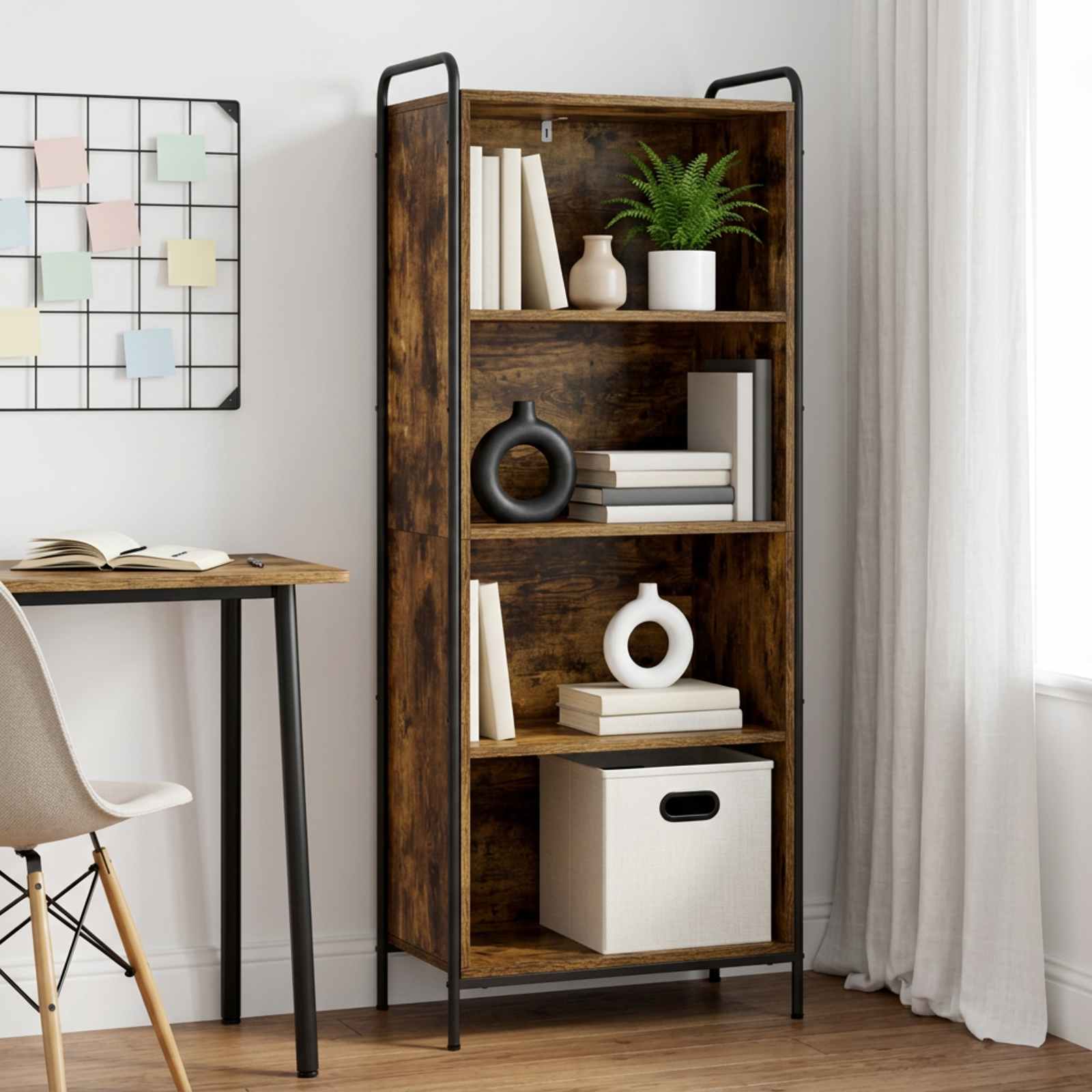 vidaXL Bogskab 55,5 x 33 x 174 cm Konstrueret træ Røget eg