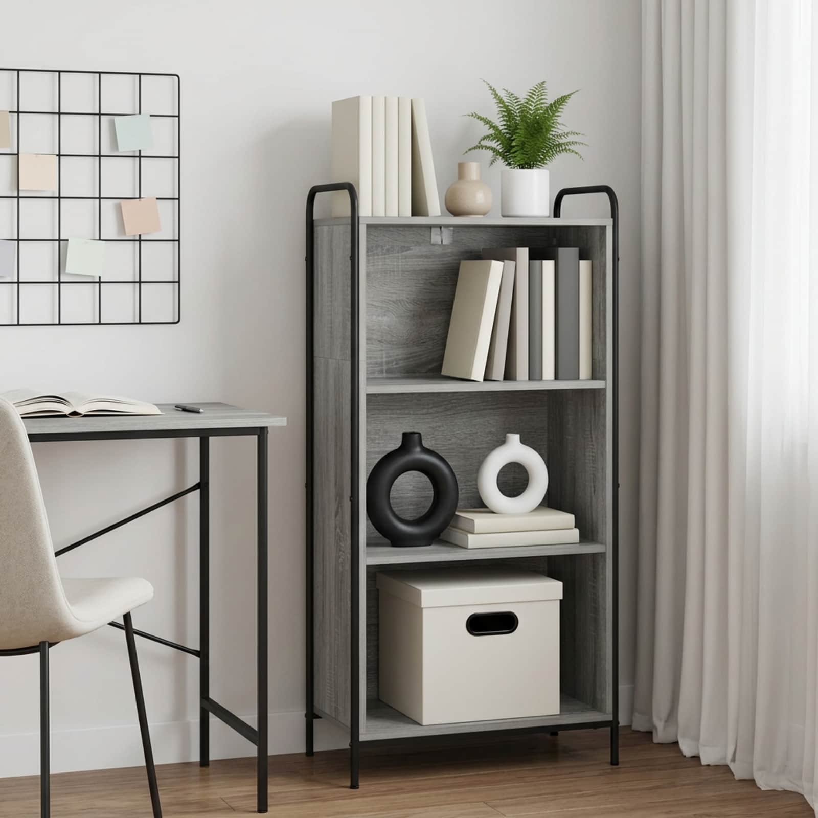 vidaXL Bogskab 55,5 x 33 x 174 cm Konstrueret træ Grå Sonoma