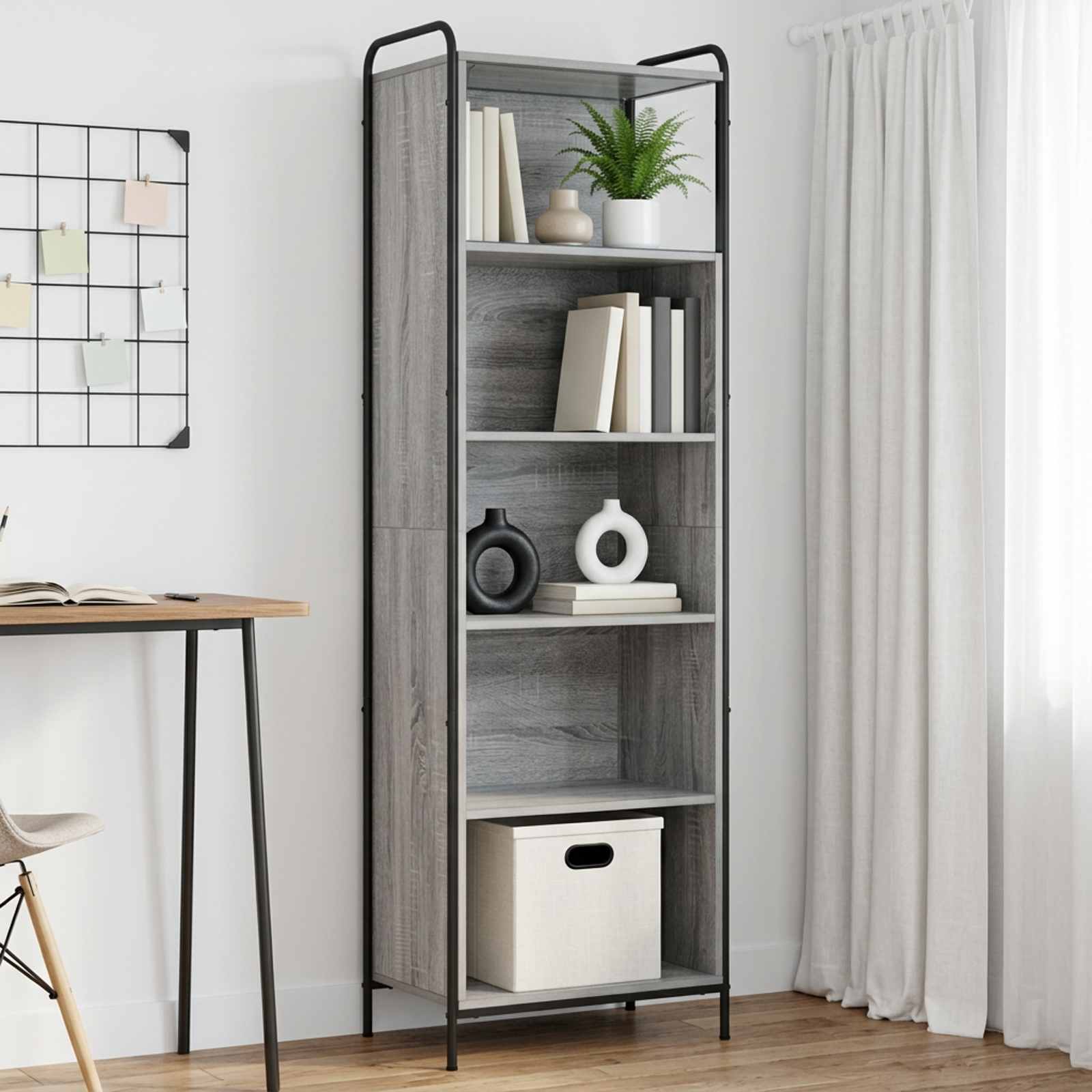 Boekenkast 55,5 x 33 x 174 cm Bewerkt hout Grijs Sonoma