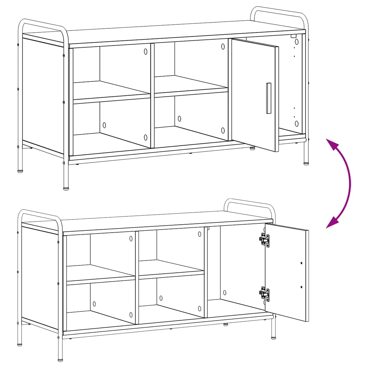 Sko skab 100 x 39,5 x 55,5 cm Konstrueret træ - Billede 9