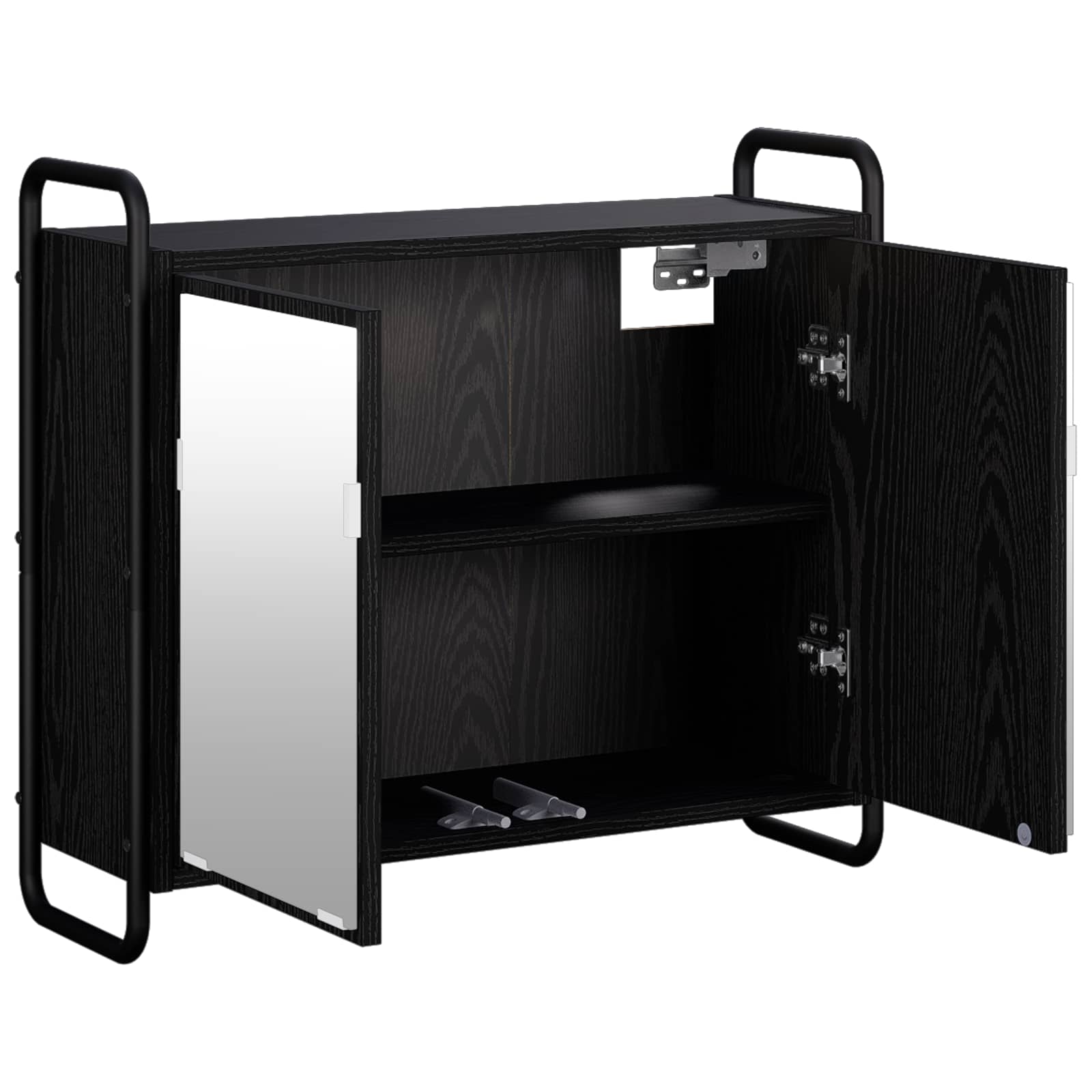 vidaXL - Hangkast - voor - de - badkamer - Zwart - eiken - 64 - x - 20 - x - 56,5 - cm