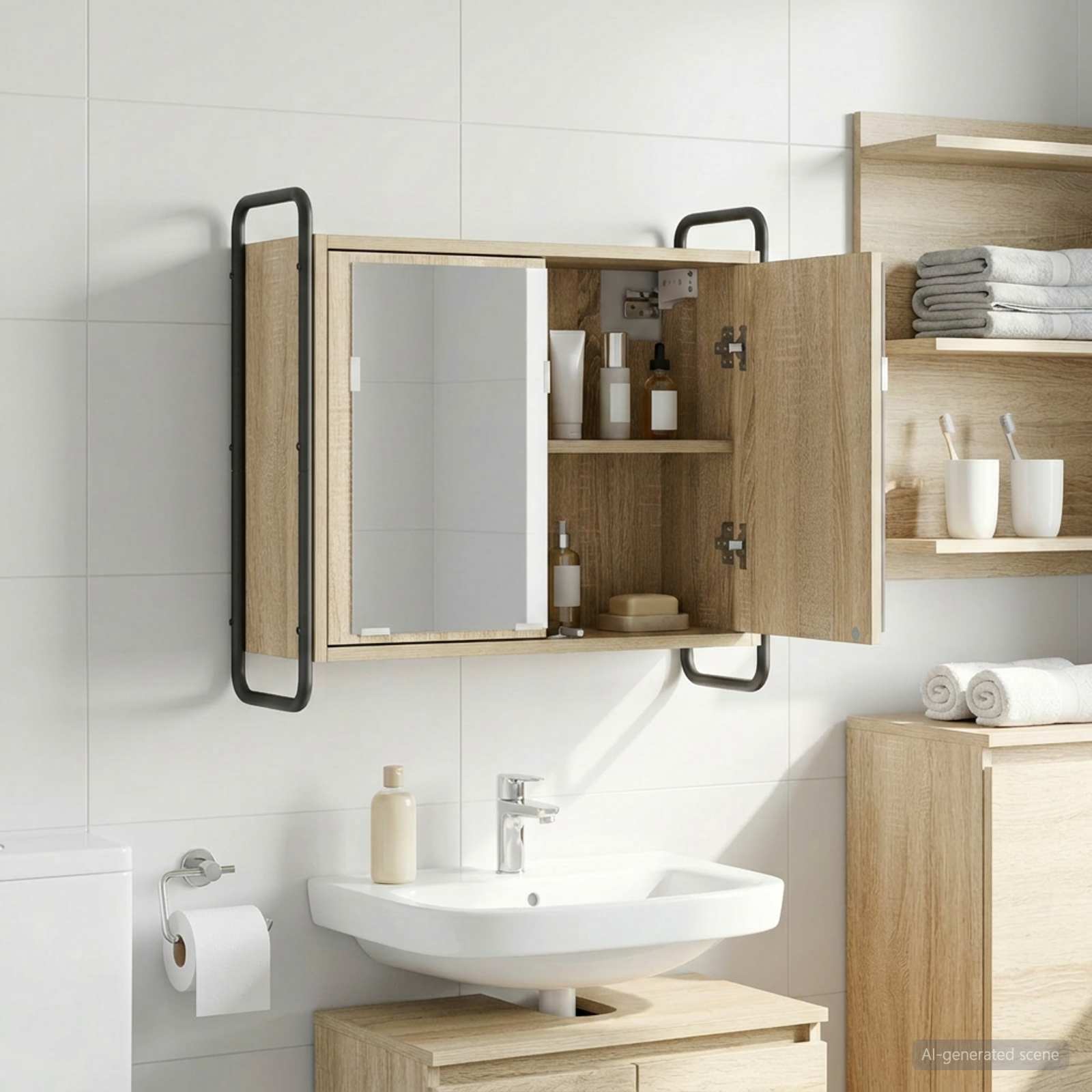 Viseca kopalniška omarica Sonoma hrast 64 x 20 x 56,5 cm