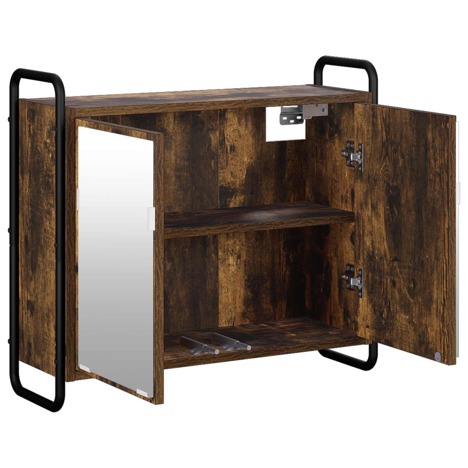 vidaXL - Hangkast - voor - de - badkamer - Gerookt - eiken - 64 - x - 20 - x - 56,5 - cm