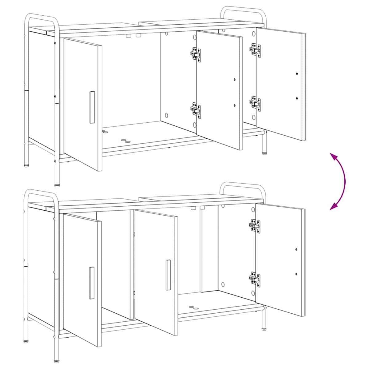 Badeværelsesskab 95 x 34 x 61 cm Konstrueret træ - Billede 10
