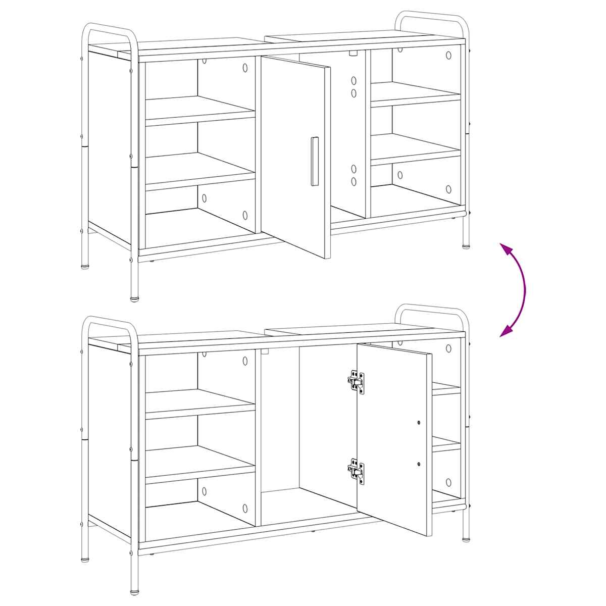 Badeværelsesskab 95 x 34 x 61 cm Konstrueret træ - Billede 10