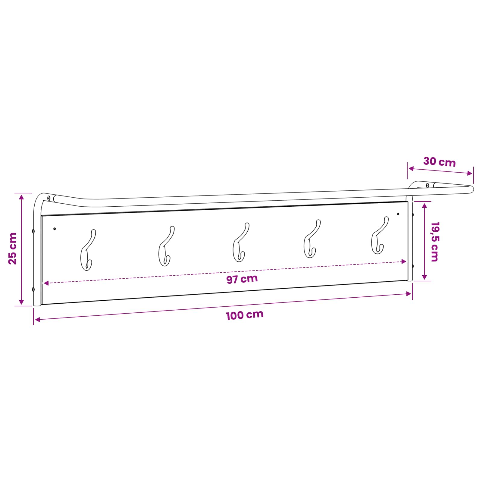 Kapstok Gerookt eiken 100 x 30 x 25 cm Bewerkt hout image 6