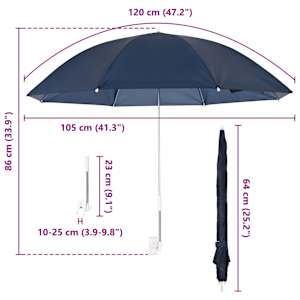 Deštník se svorkou 2 pcs Námořnická modrá Ø 105 x 86 cm - obrázek 10