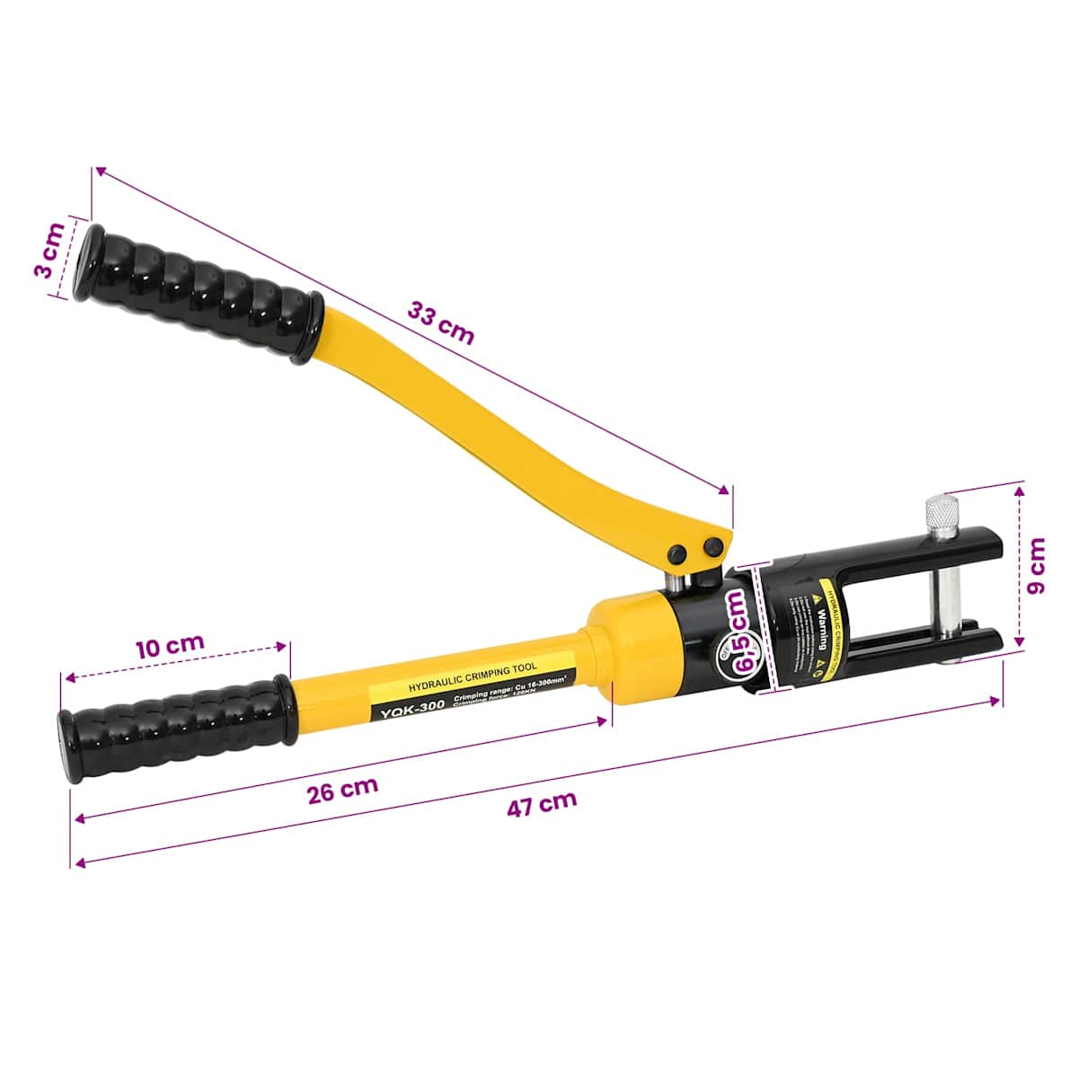 Hydraulisk kabelcrimping værktøj 12 T 10-300 mm² Stål - Billede 6