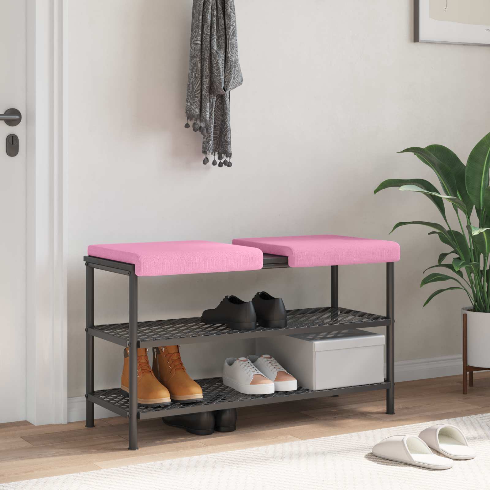 vidaXL Perna pentru bancă 2 pcs Țesătură Roz Adâncime 35 cm
