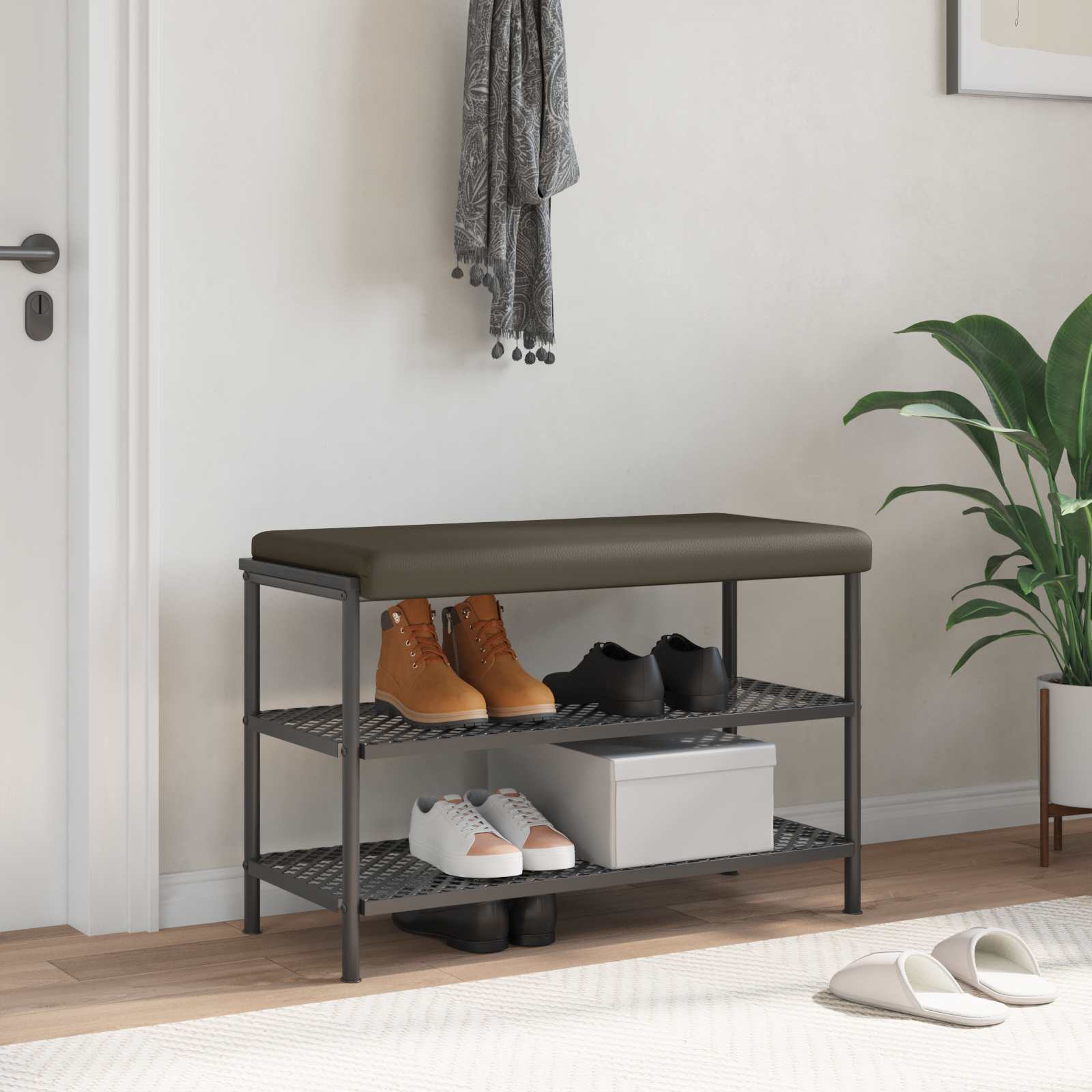 Bankkussen Kunstleer Grijs Diepte 35 cm – afbeelding 1