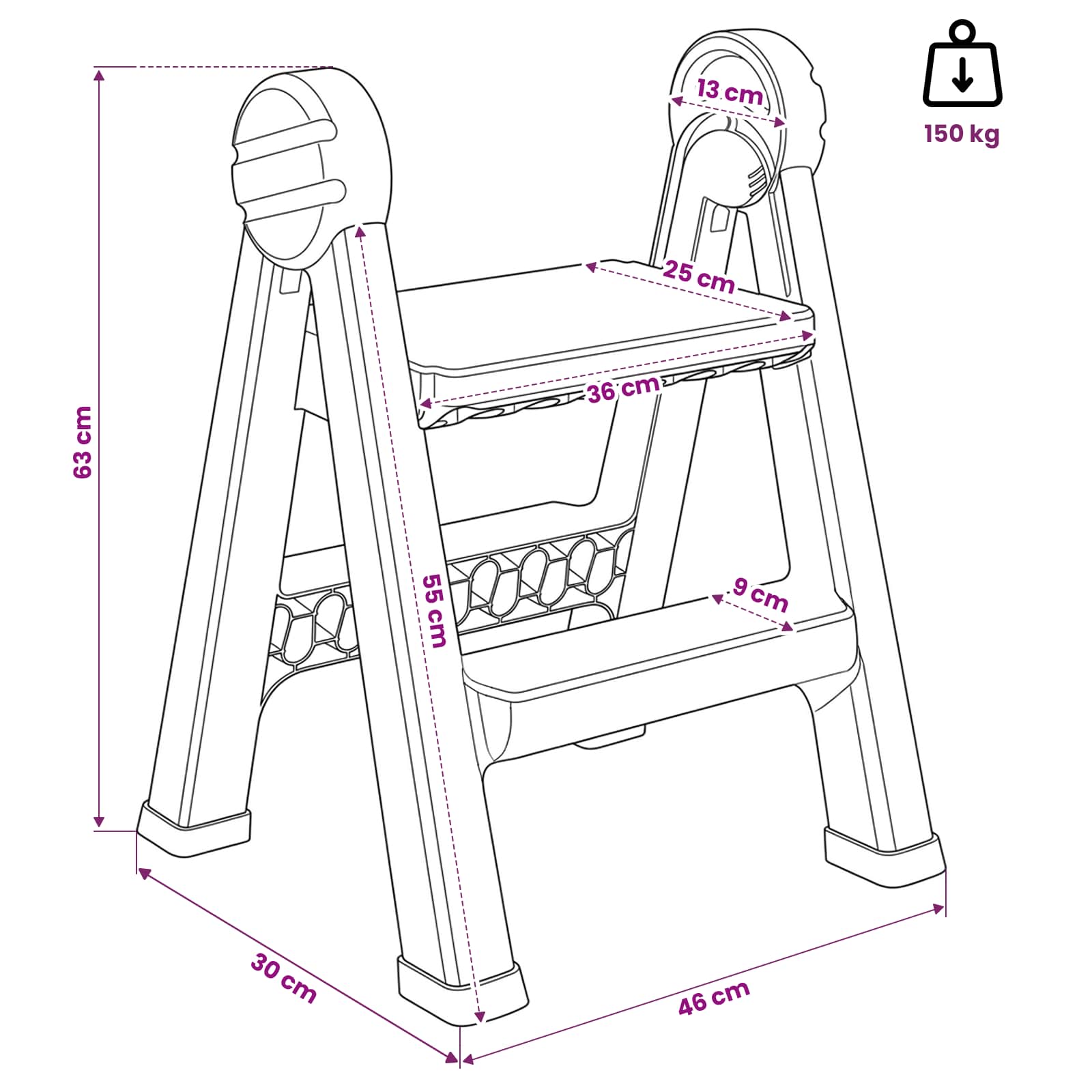 Ladder Zwart en Rood 46 x 30 x 63 cm PP en Elastomeer image 8