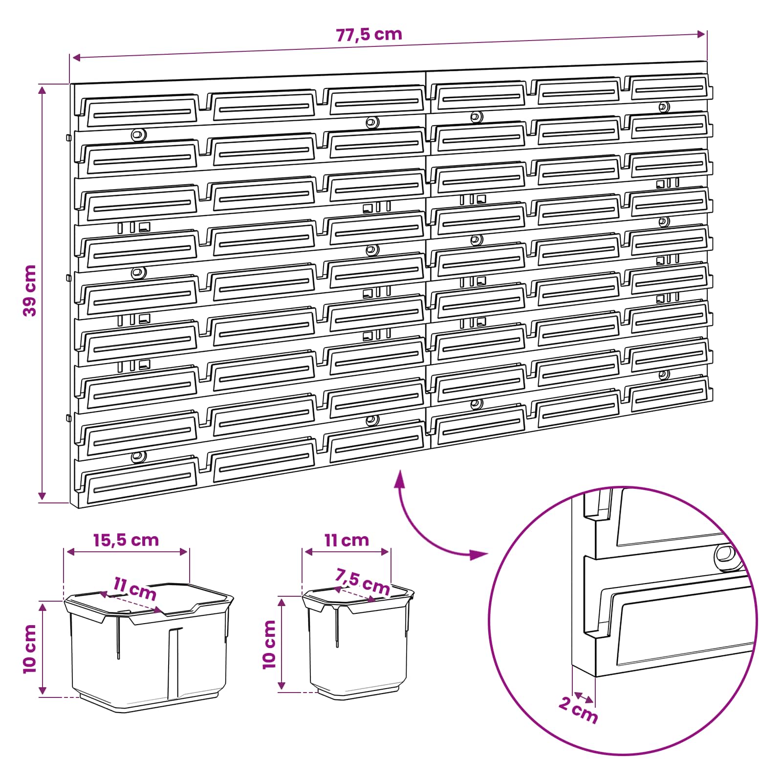 Containerrek Zwart en Rood 77,5 x 2 x 39 cm PP image 12