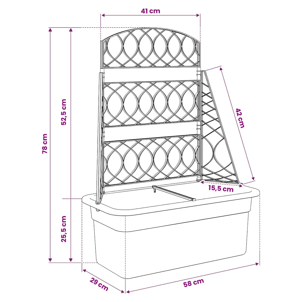 Plante spalier Antracit 58 x 29 x 78 cm PP - Billede 8