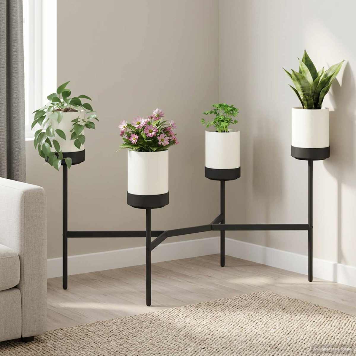 Blomst Stativ Hvid 125 x 55 x 81 cm PP og stål