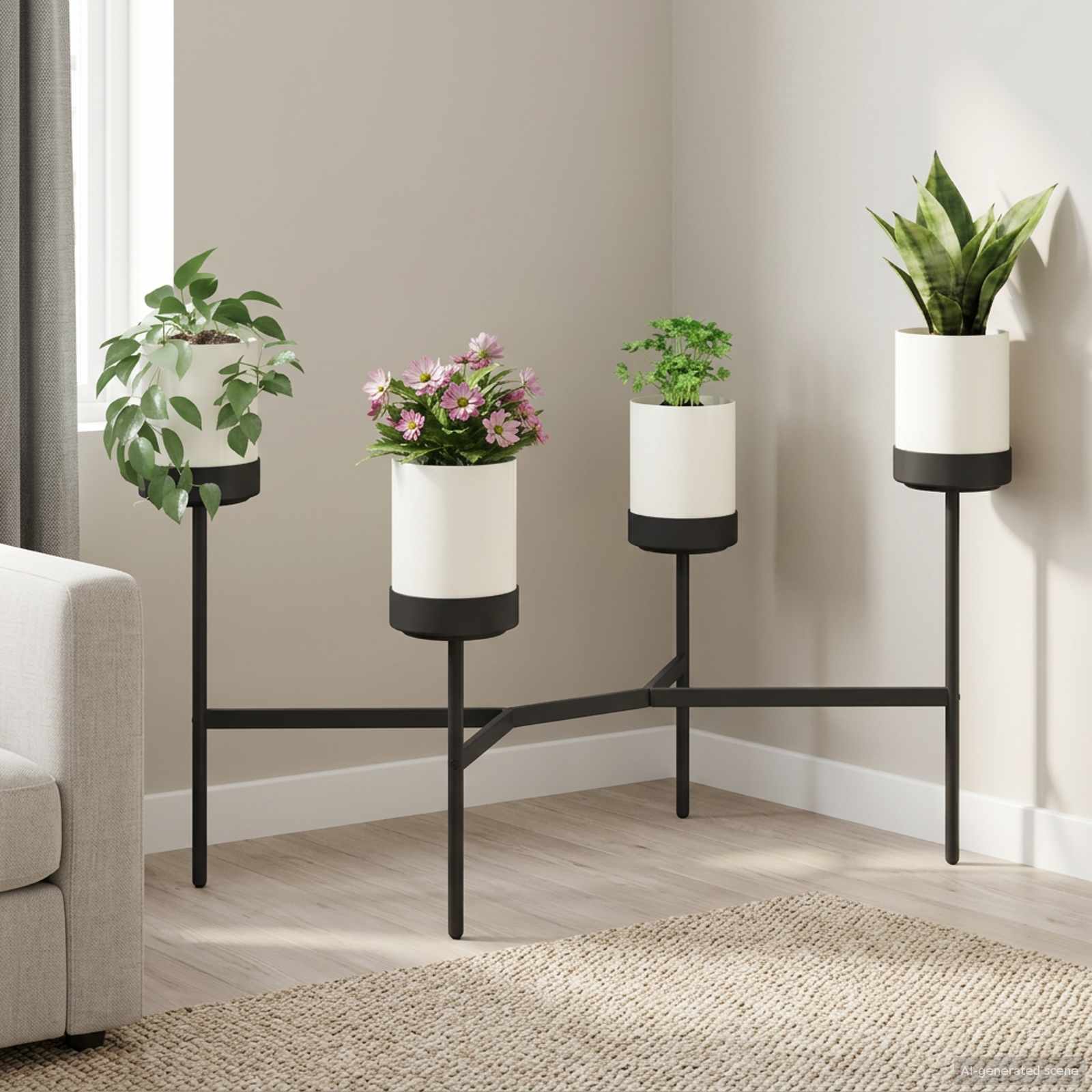 Bloemenstand Wit 125 x 55 x 81 cm PP en Staal image 1