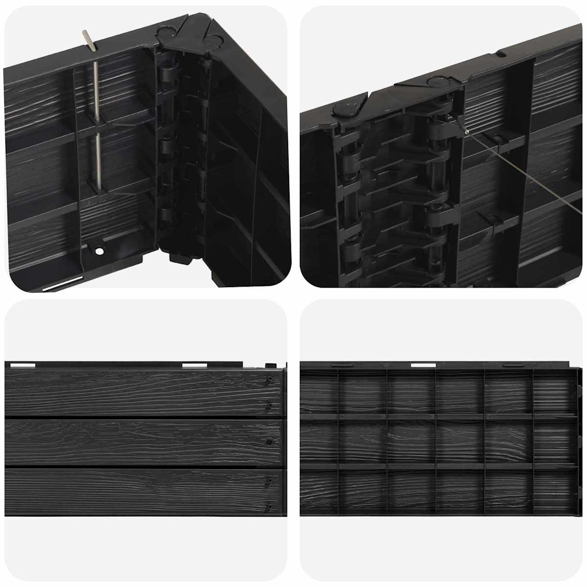 Hævet bed Sort 151 x 75,5 x 25 cm PP - Billede 5