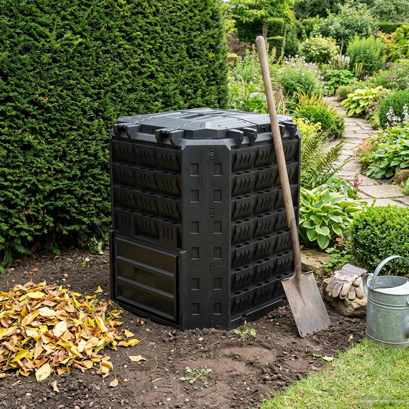 Tuincomposter Zwart 71 x 71 x 81,5 cm 100% PP image 1