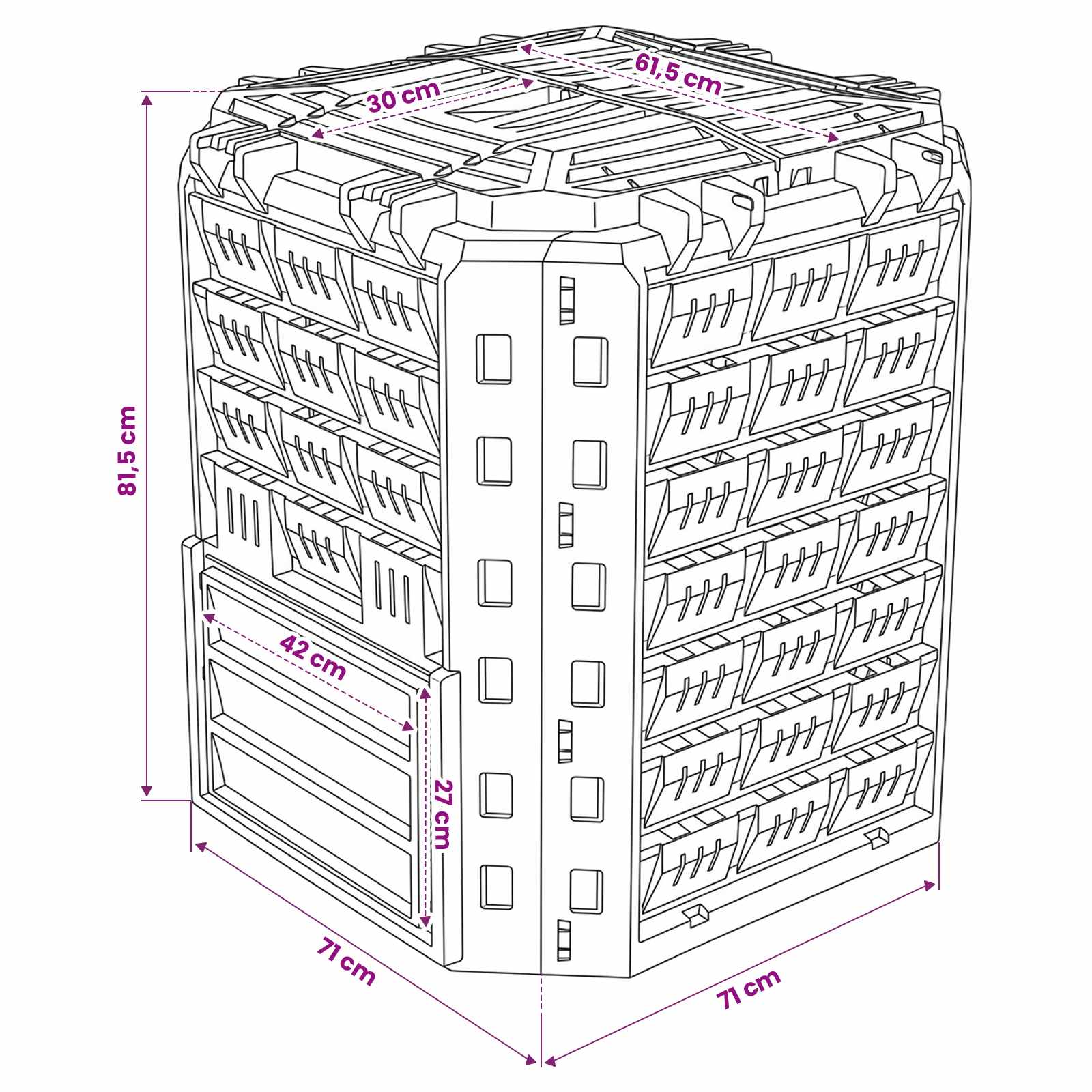 Tuincomposter Zwart 71 x 71 x 81,5 cm 100% PP image 7