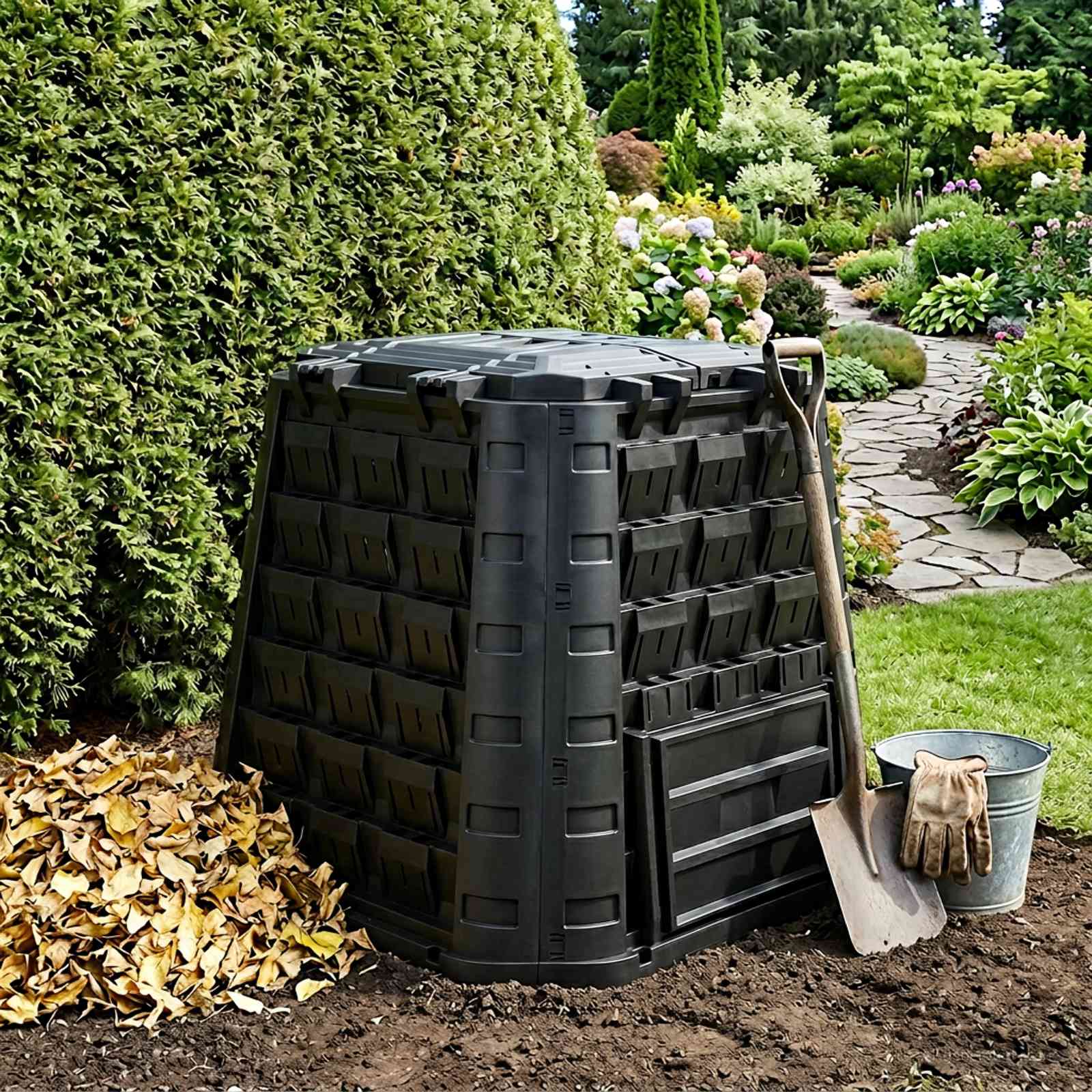 Tuincomposter Zwart 91 x 91 x 83 cm 100% PP image 1