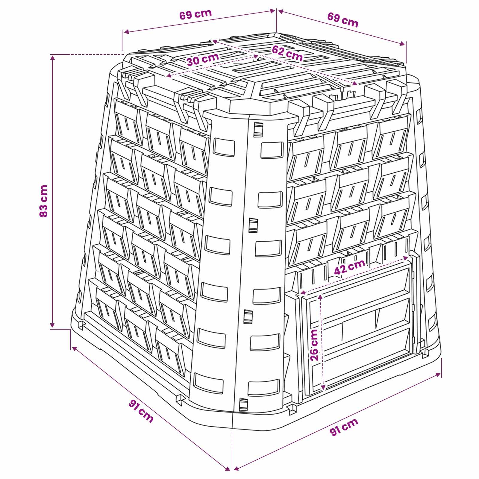 Tuincomposter Zwart 91 x 91 x 83 cm 100% PP image 7