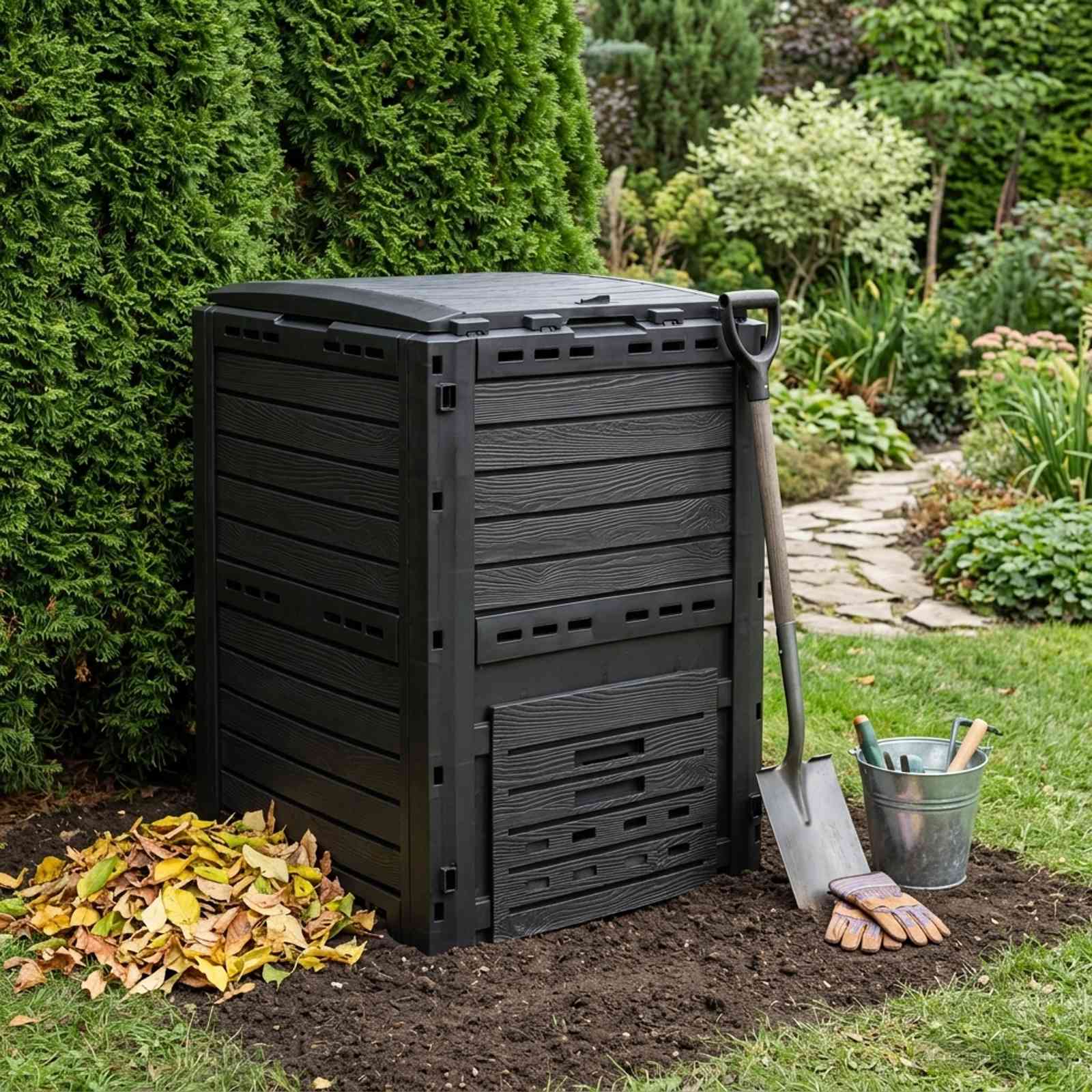 Tuincomposter Zwart 59,5 x 60 x 81,5 cm 280 l 100% PP image 1