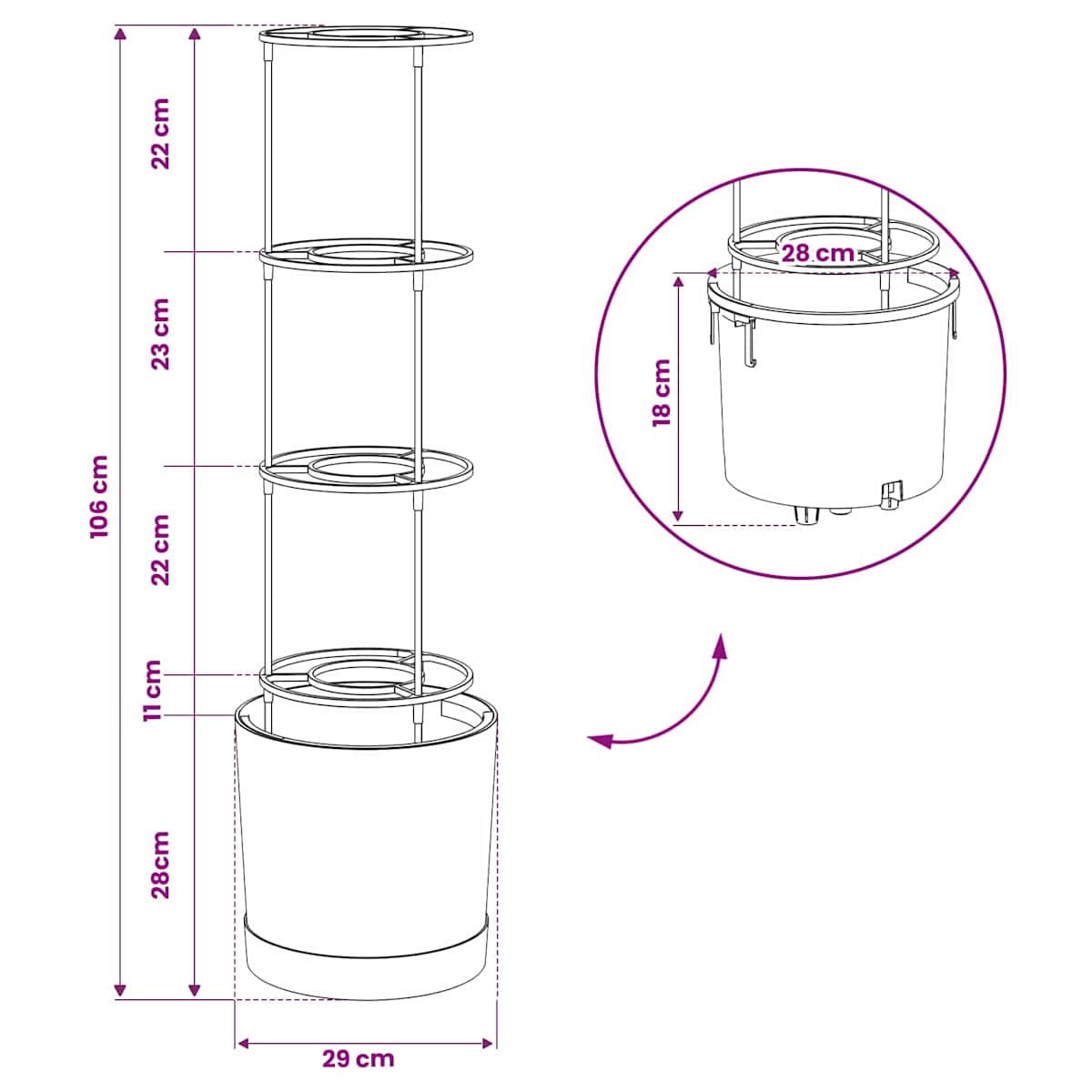 Tomat Vokser Naturo ECO Ø 29 x 106 cm WPC - Billede 6