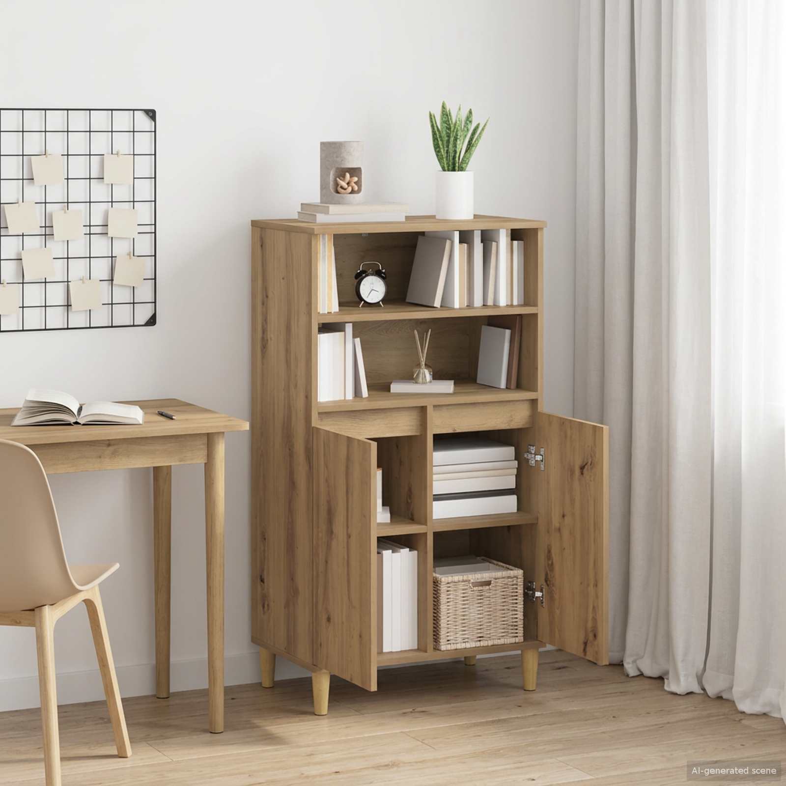 vidaXL Hoge kast Artisanaal eiken 60 x 36 x 110 cm Bewerkt hout
