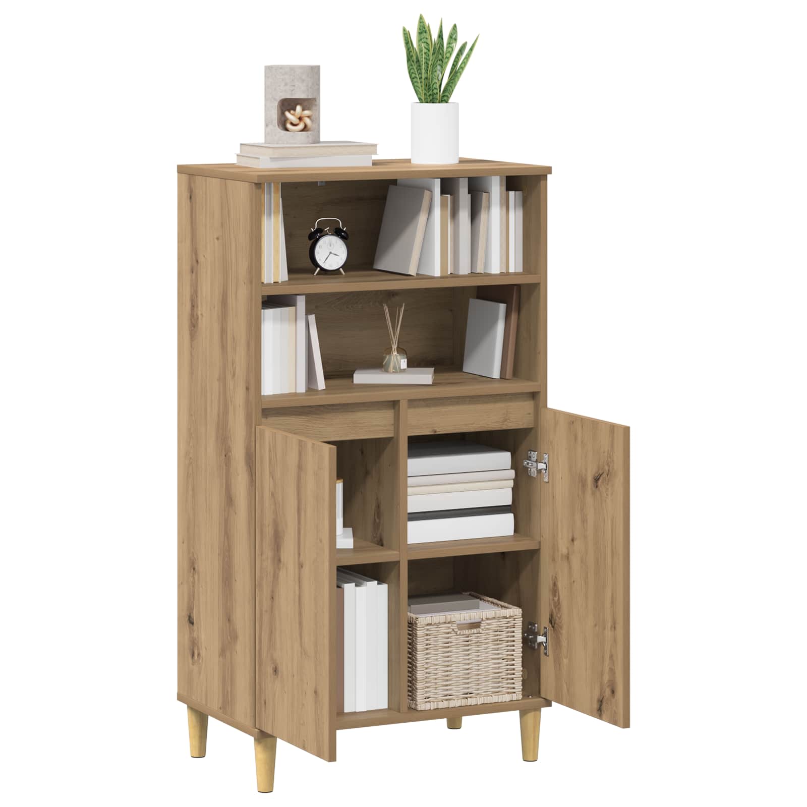 vidaXL Hoge kast Artisanaal eiken 60 x 36 x 110 cm Bewerkt hout