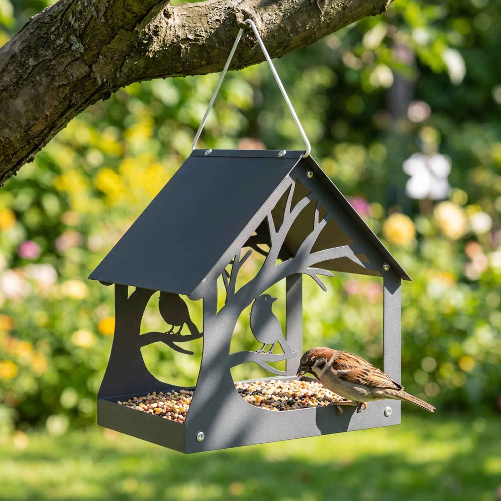 Hangend vogelvoederhuisje Staal Antraciet image 1