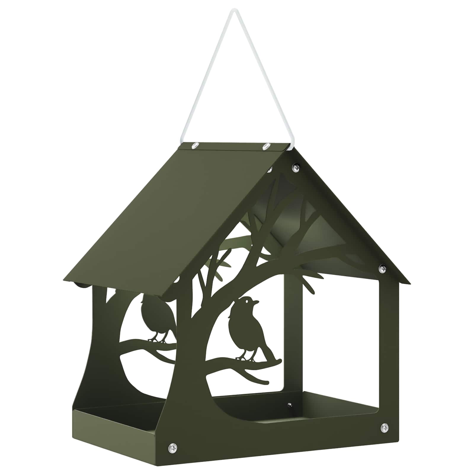 Hangend vogelvoederhuisje Staal Olijfgroen image 2