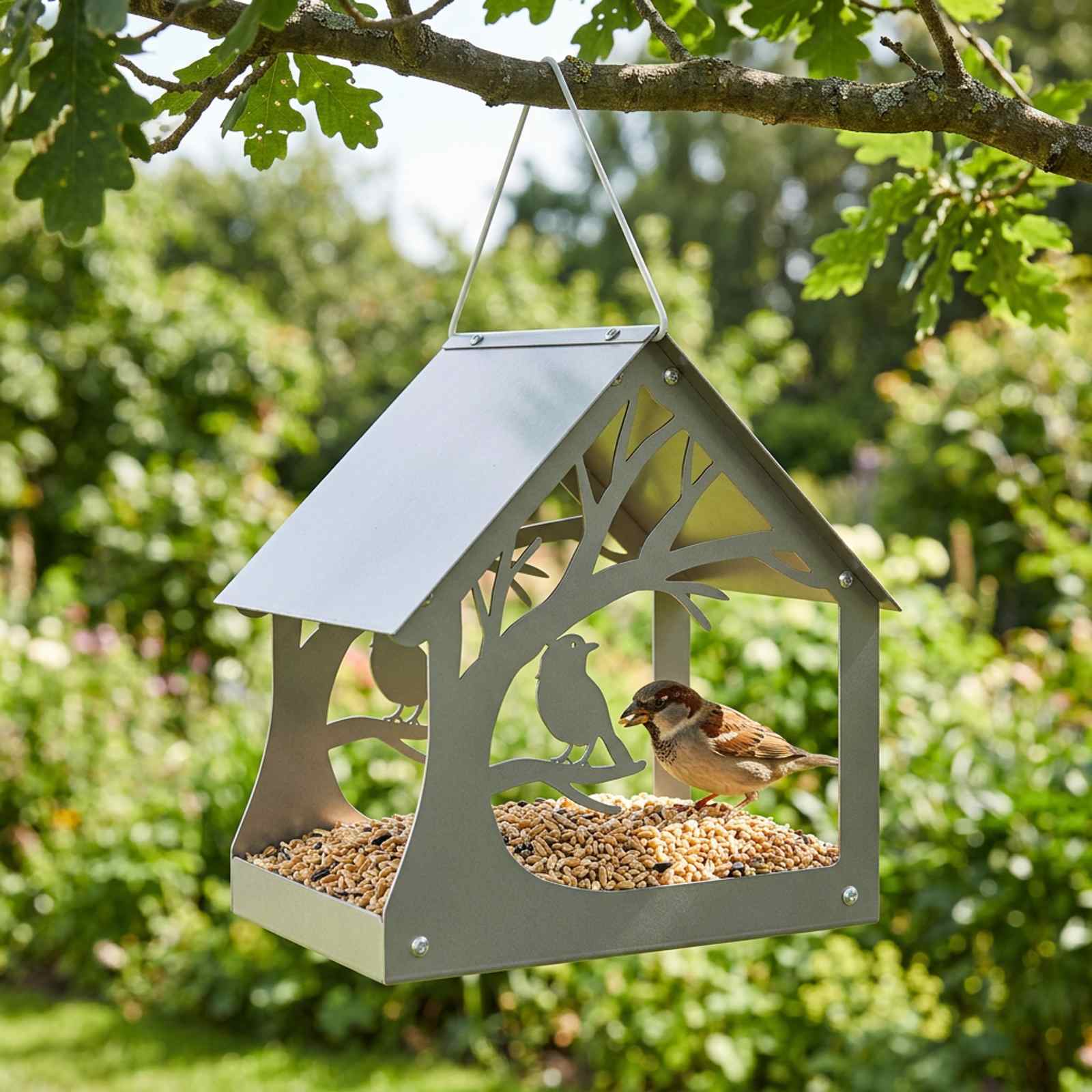 Hangend vogelvoederhuisje Gegalvaniseerd staal zilver image 1