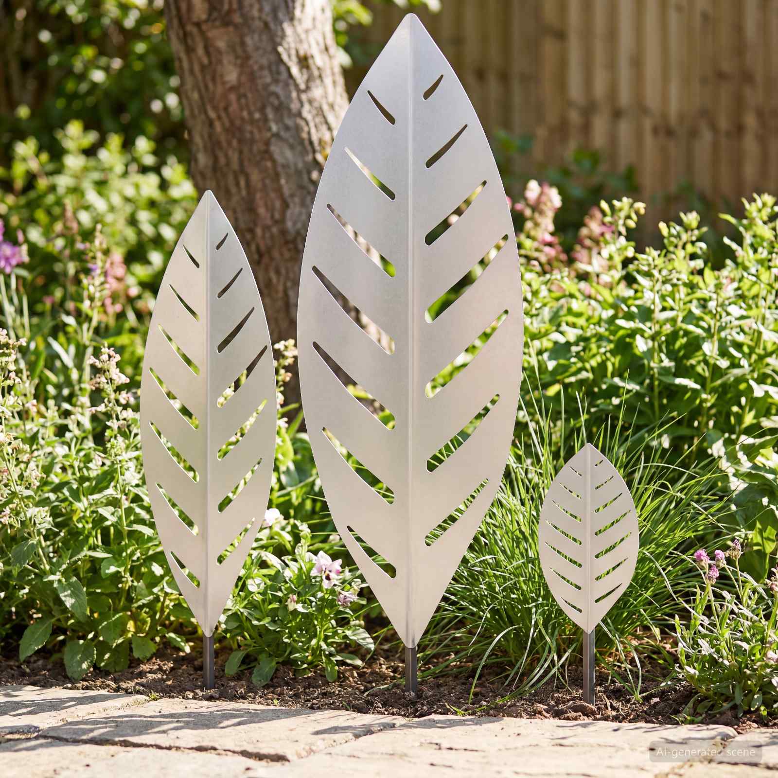 vidaXL Have Stake 3 stk. 116,5 x 35 x 3 cm Galvaniseret stål Sølv