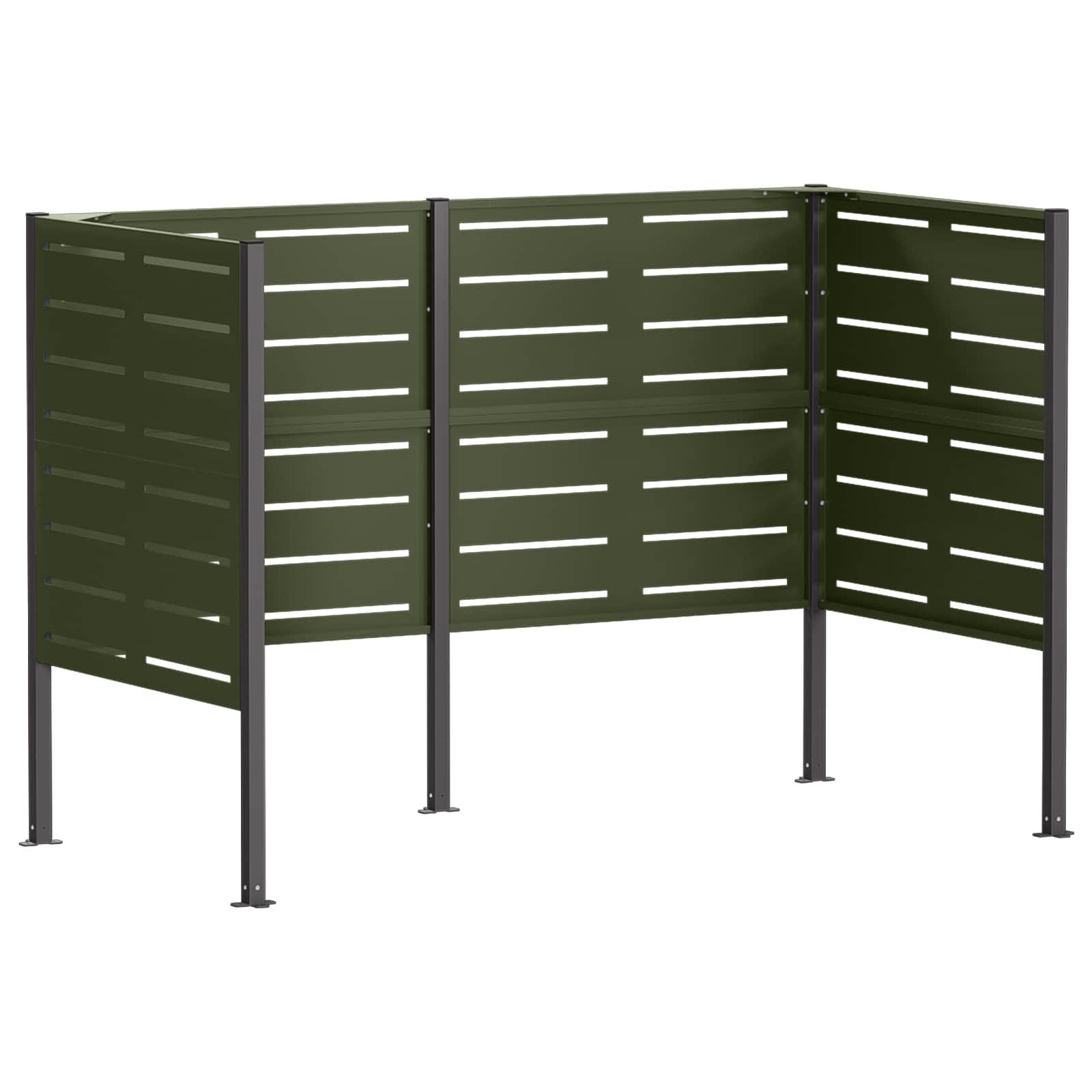 Zaslon za smetnjak 167 x 85 x 113 cm Jeklo Olivno zelena