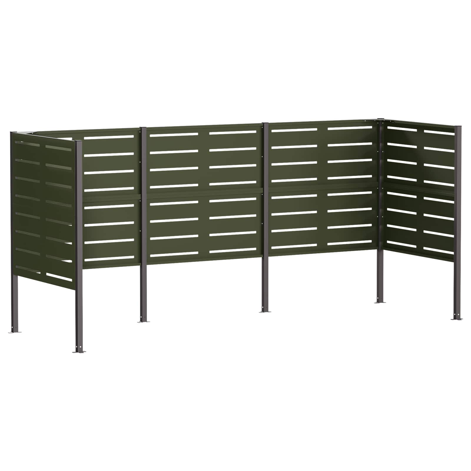 vidaXL Zástěna na popelnice 249 x 85 x 113 cm Ocel Olivově zelená