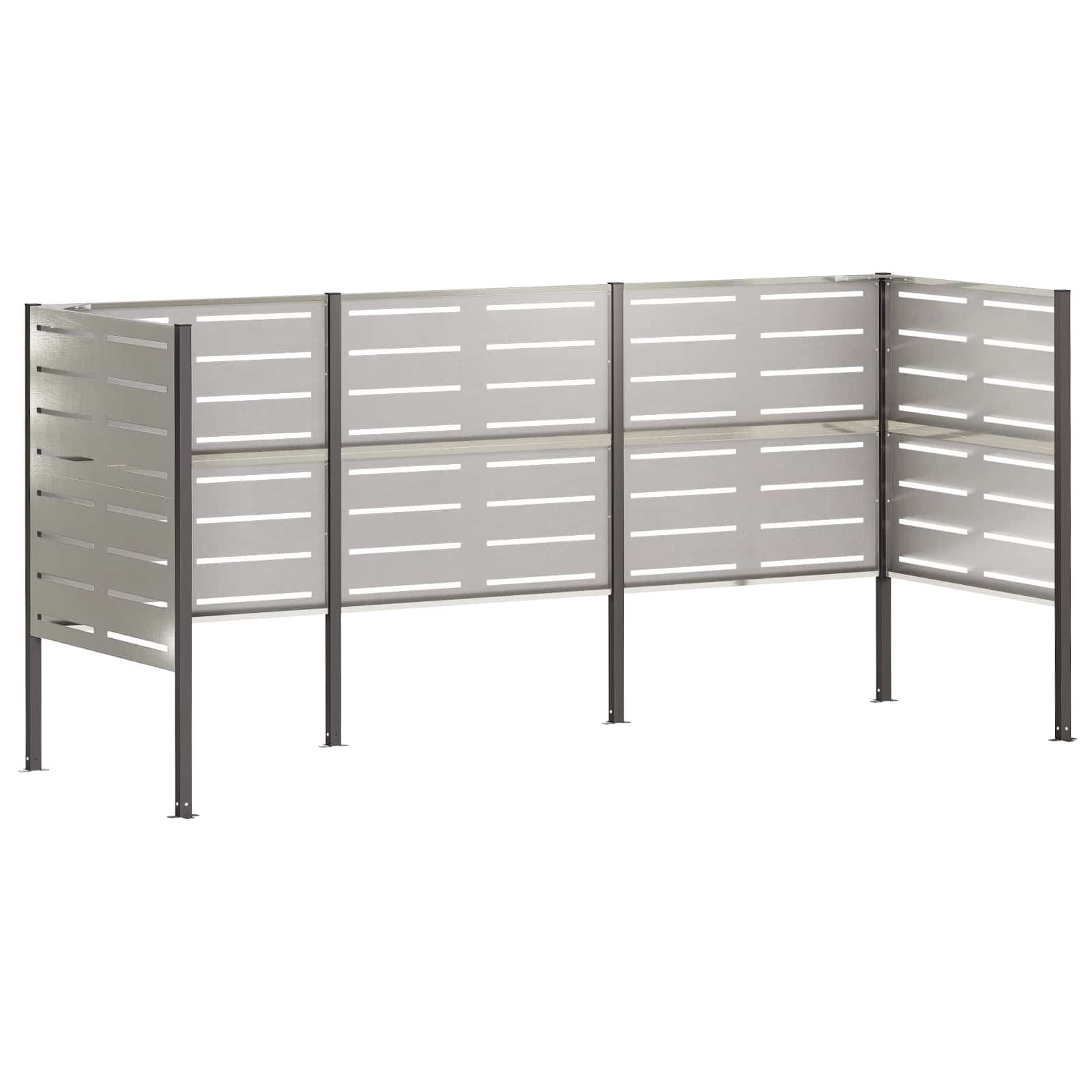 vidaXL Zástěna na popelnice 249 x 85 x 113 cm Nerezová ocel Stříbrná