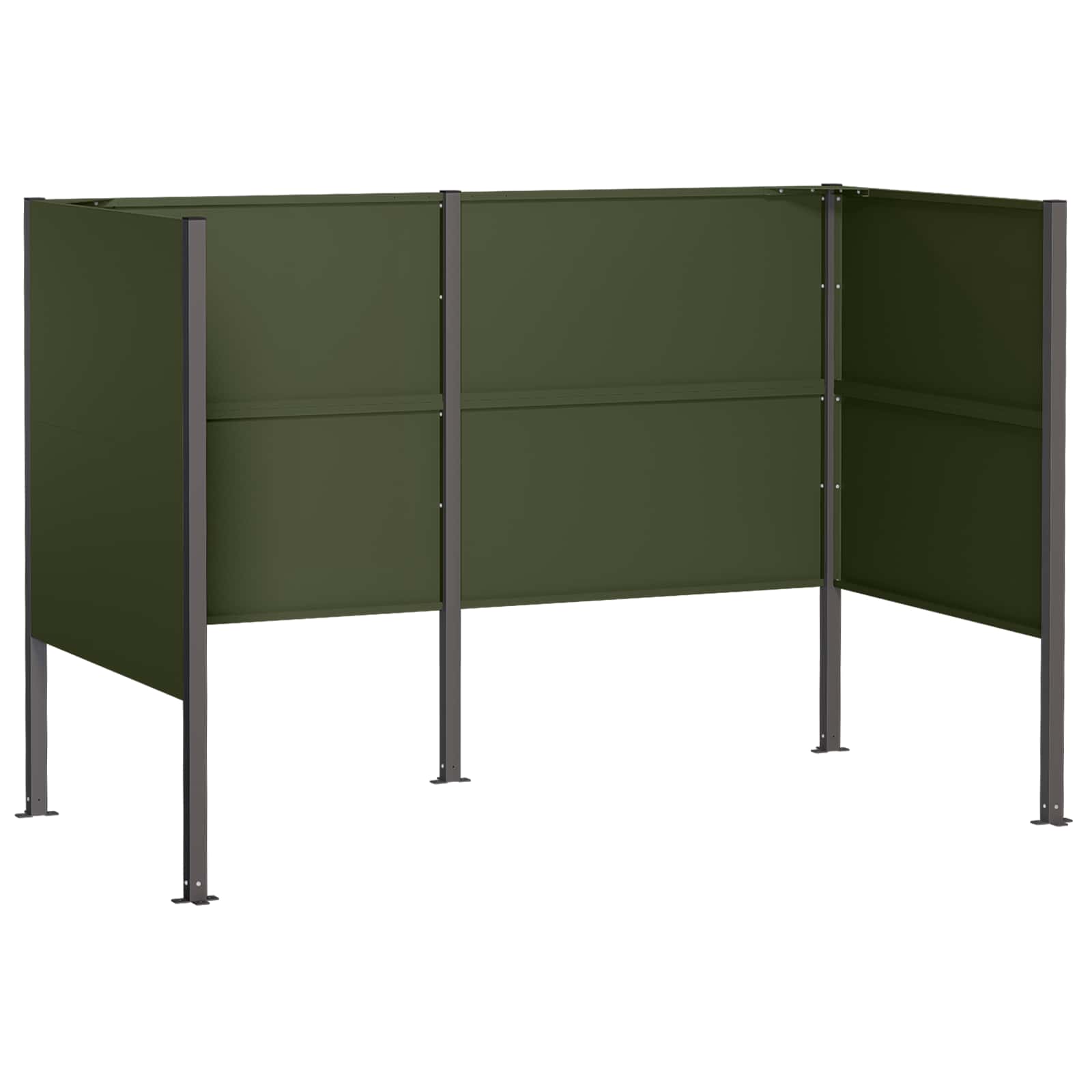 Zaslon za smetnjak 167 x 85 x 113 cm Jeklo Olivno zelena